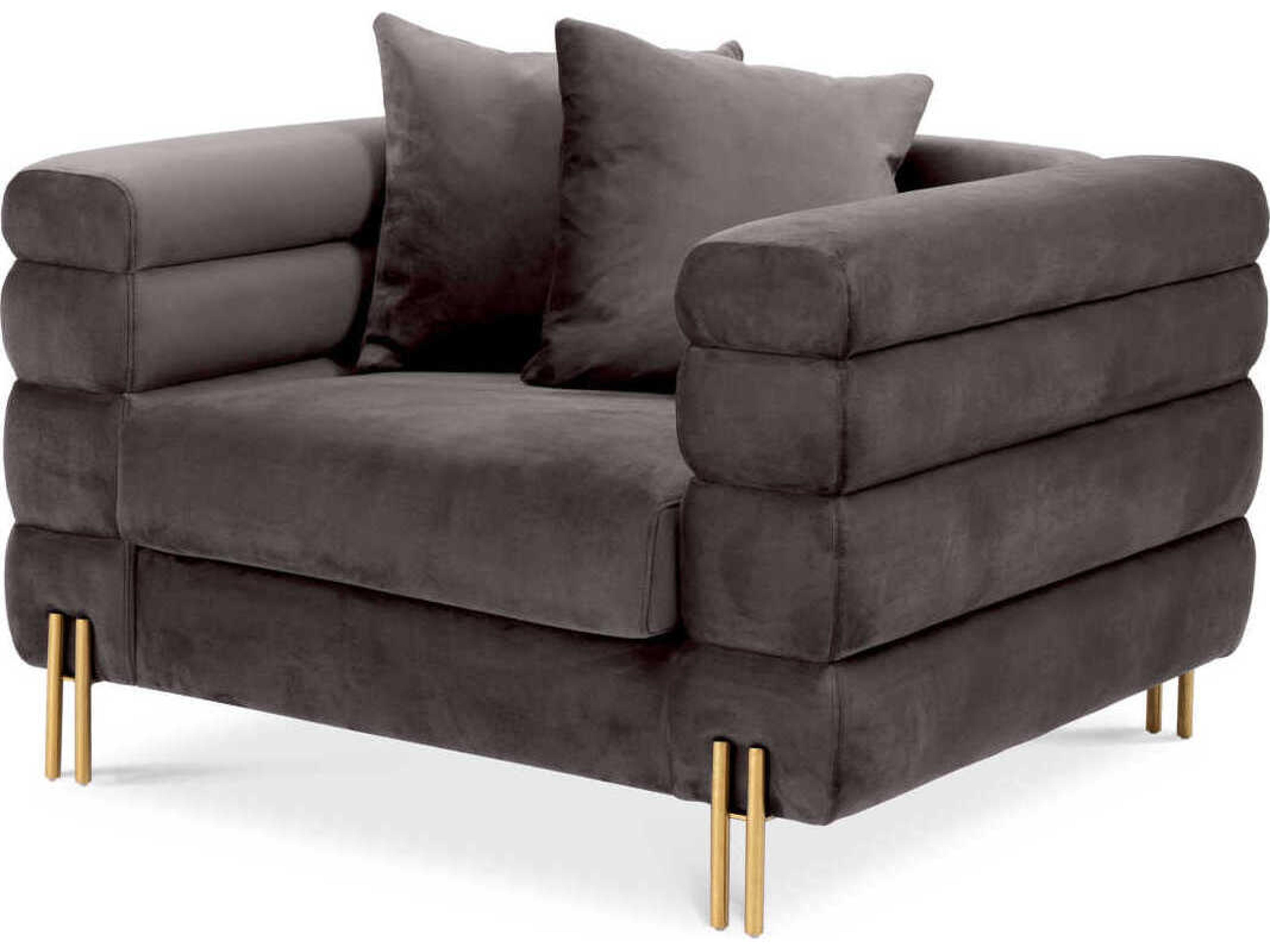 York Armchair Savona Grey Velvet Modern