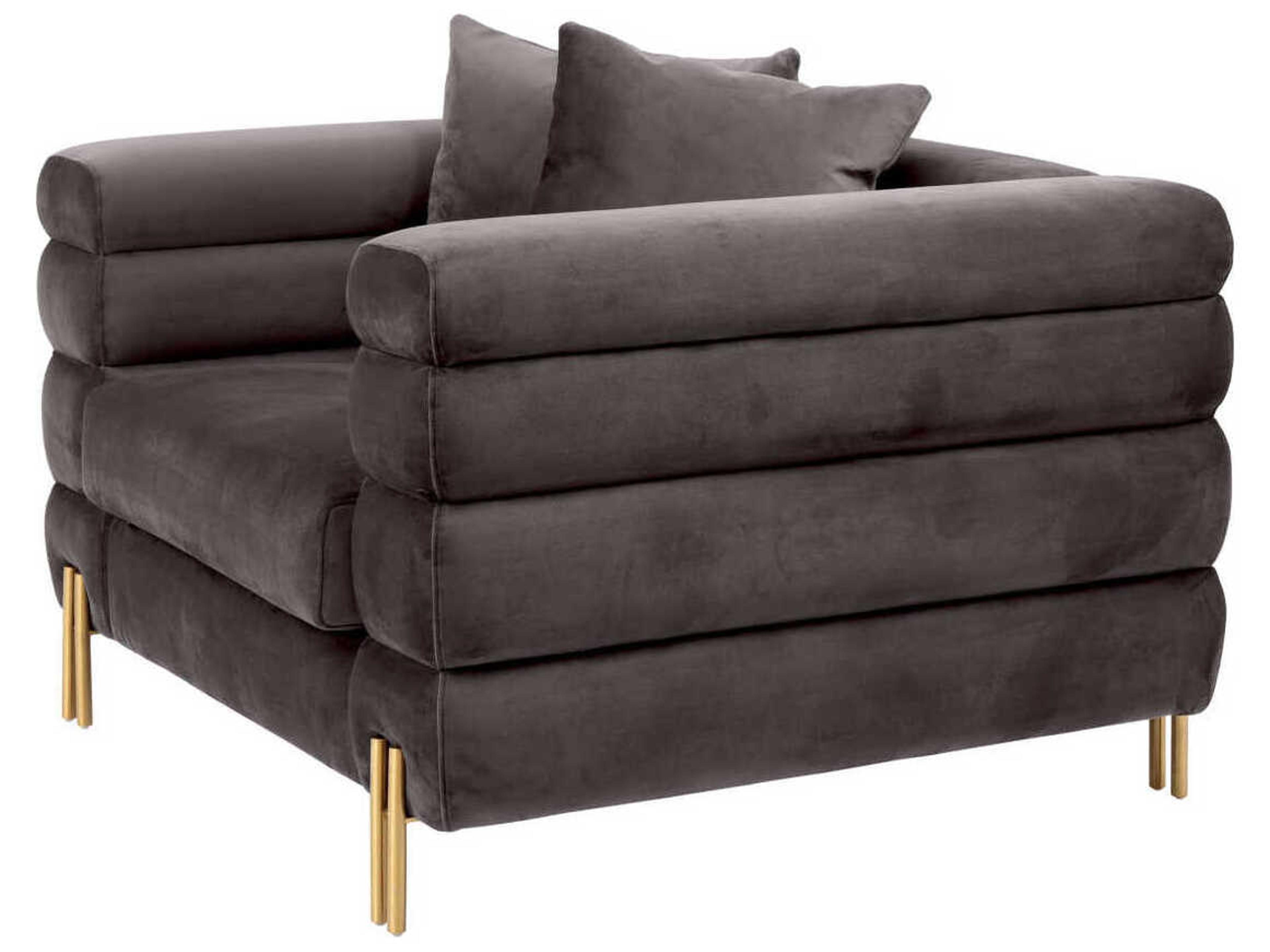 Eichholtz York Gray Velvet Chair and a Half