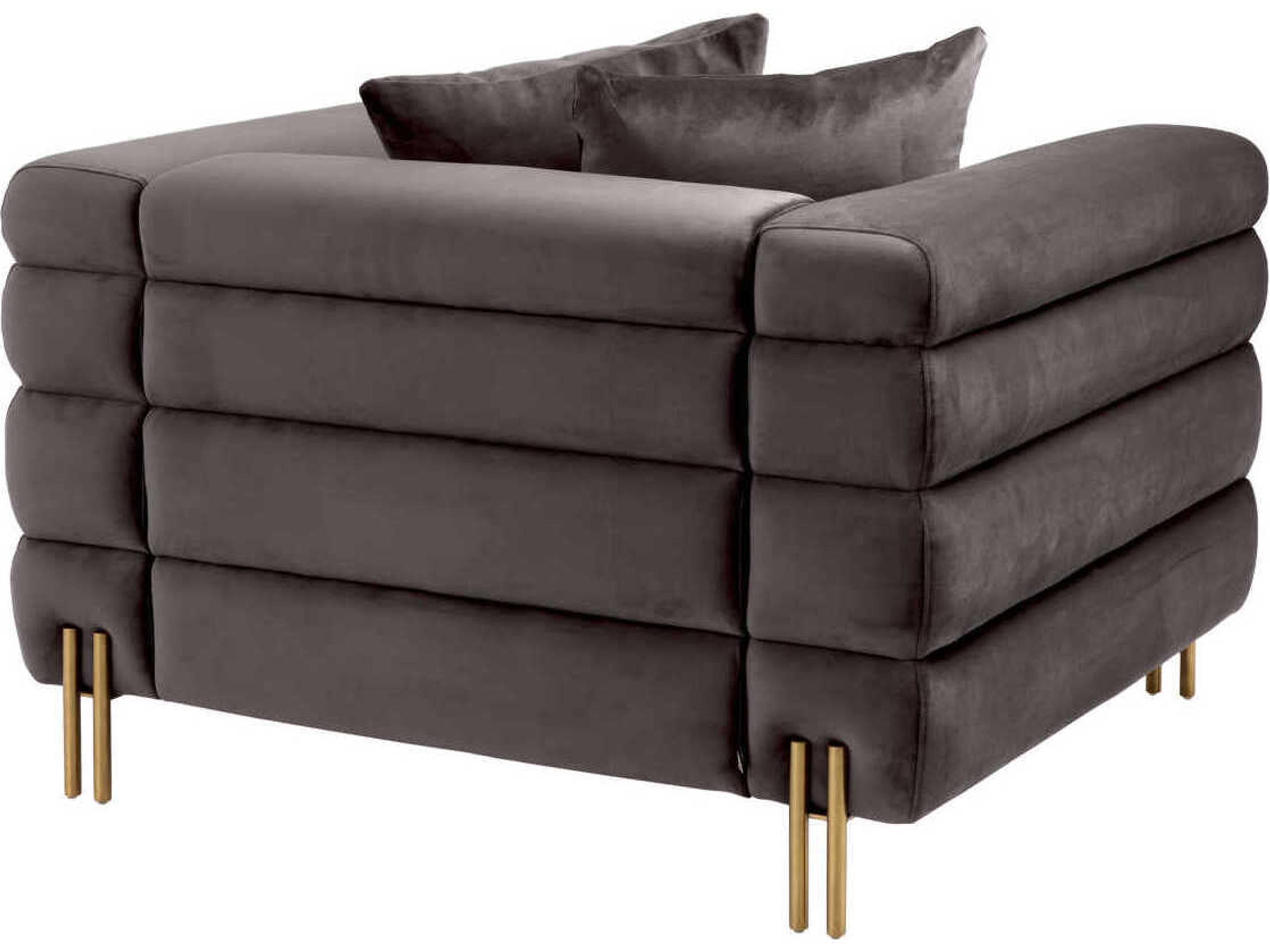 Eichholtz York Gray Velvet Chair and a Half