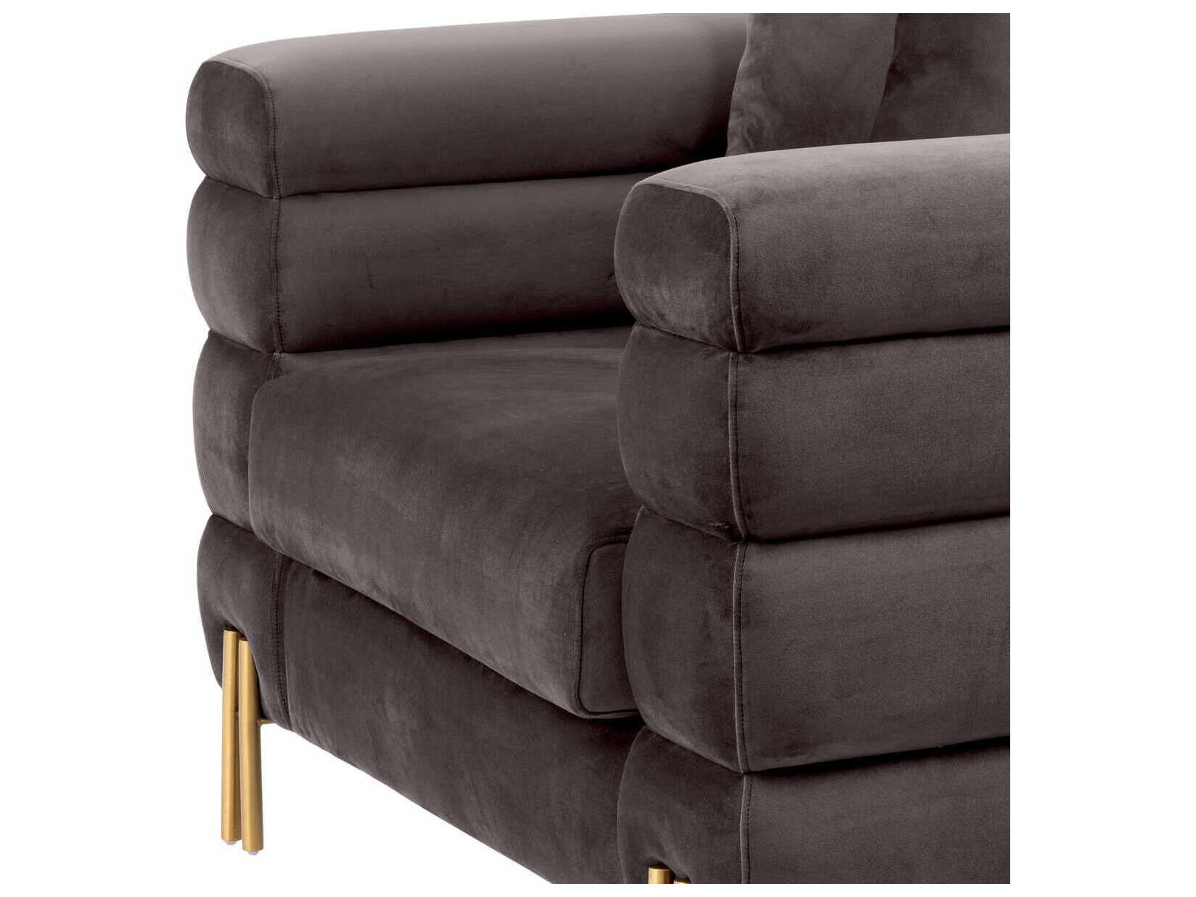 Eichholtz York Gray Velvet Chair and a Half