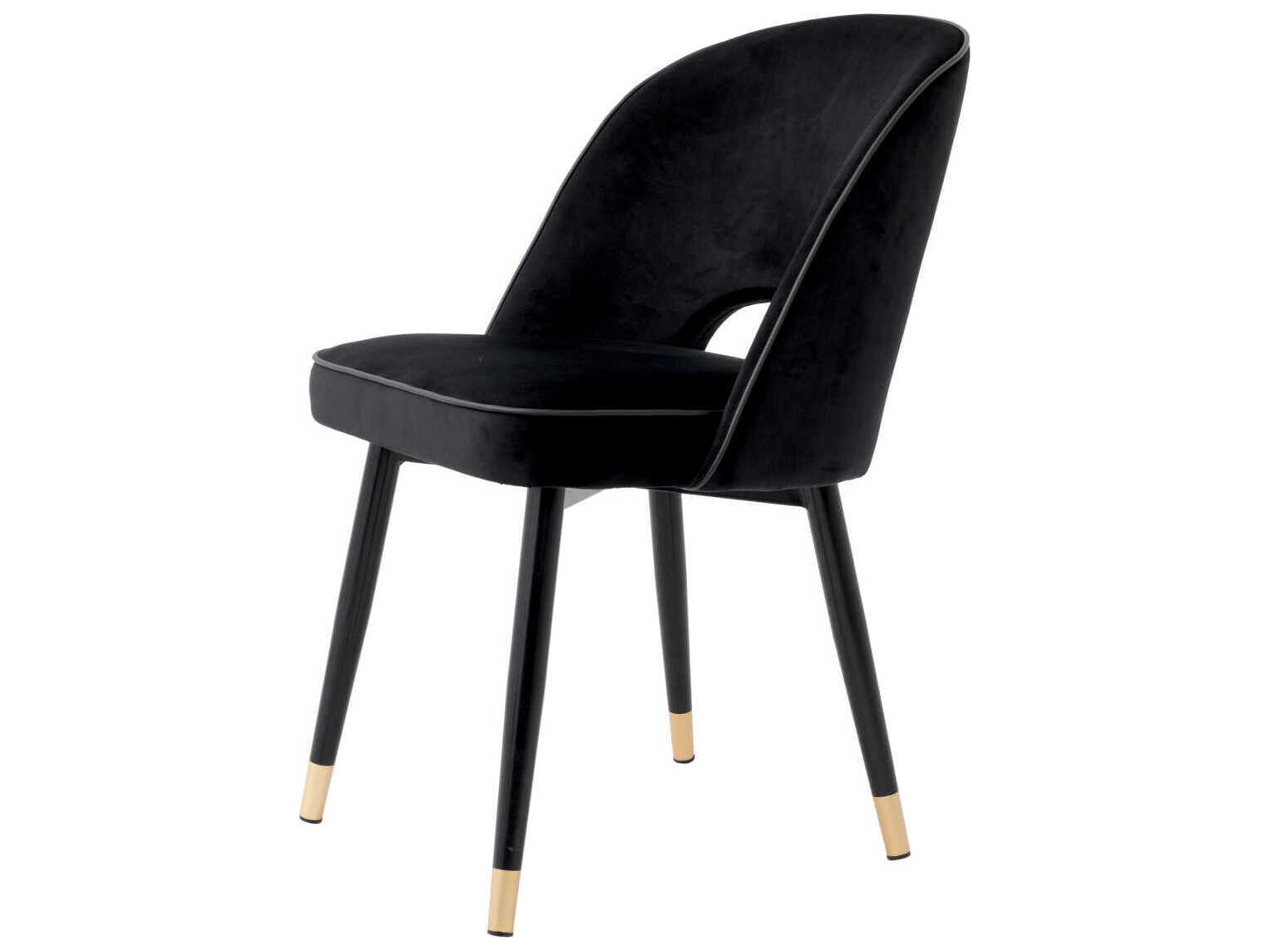 Eichholtz Cliff Black Velvet Upholstered Armless Dining Chair Set of 2