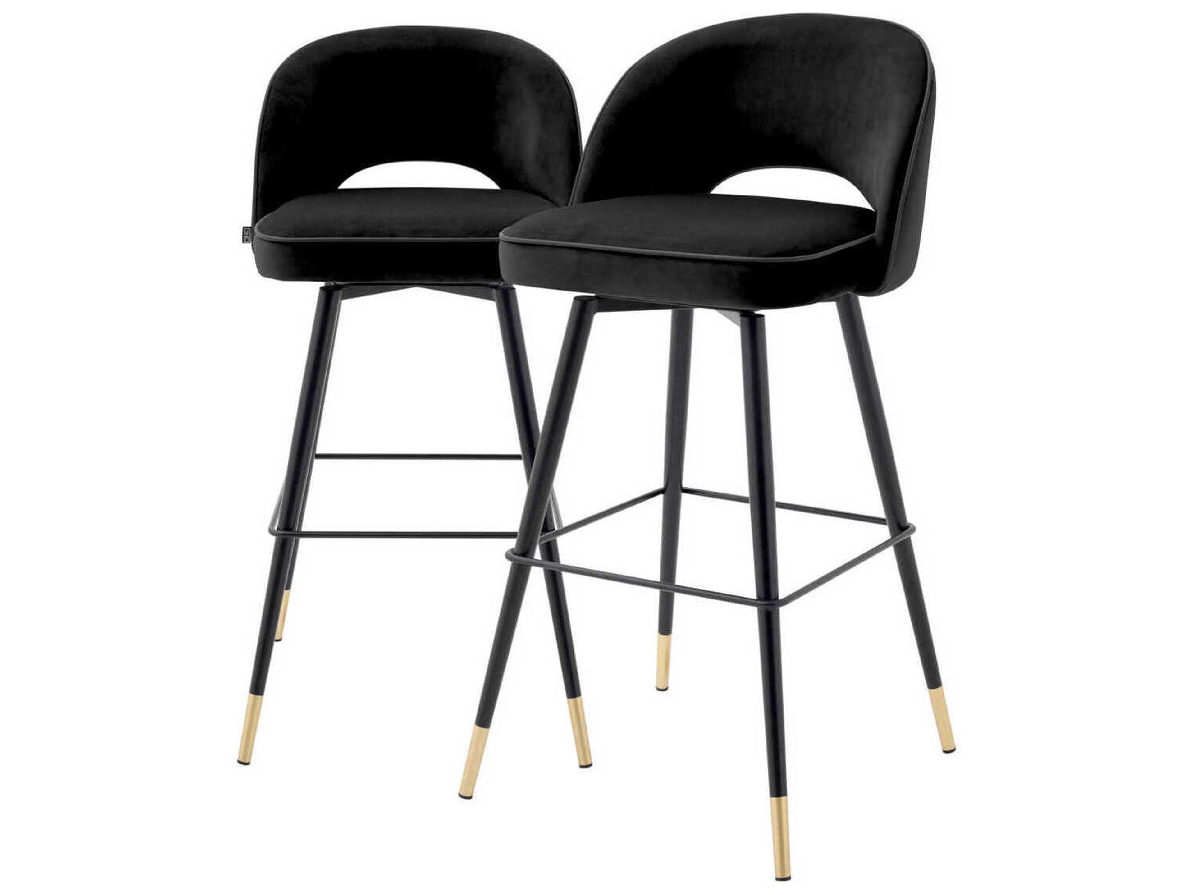 Eichholtz Cliff Velvet Upholstered Swivel Bar Stool Set of 2