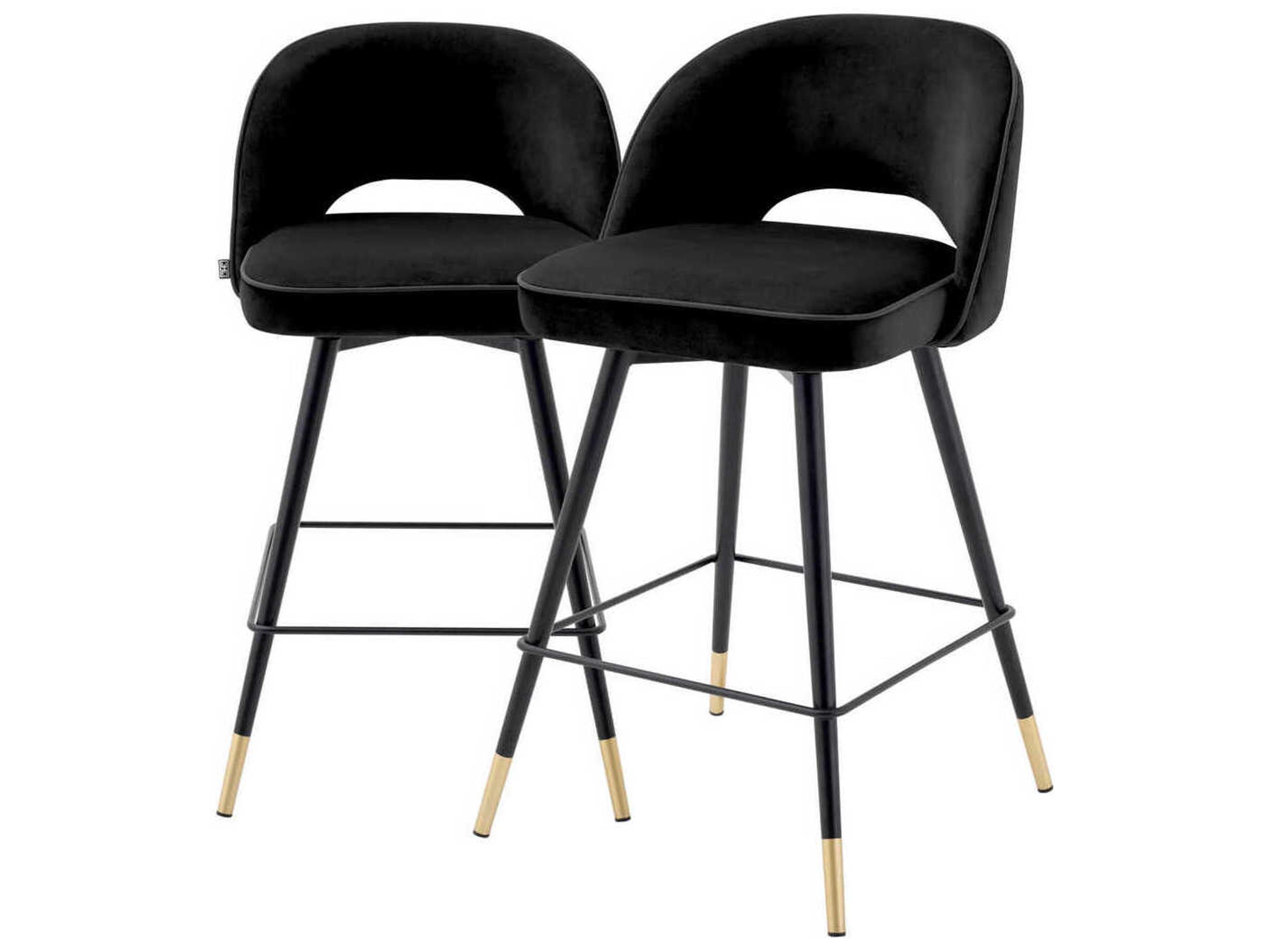 Eichholtz Cliff Velvet Upholstered Swivel Counter Stool Set of 2