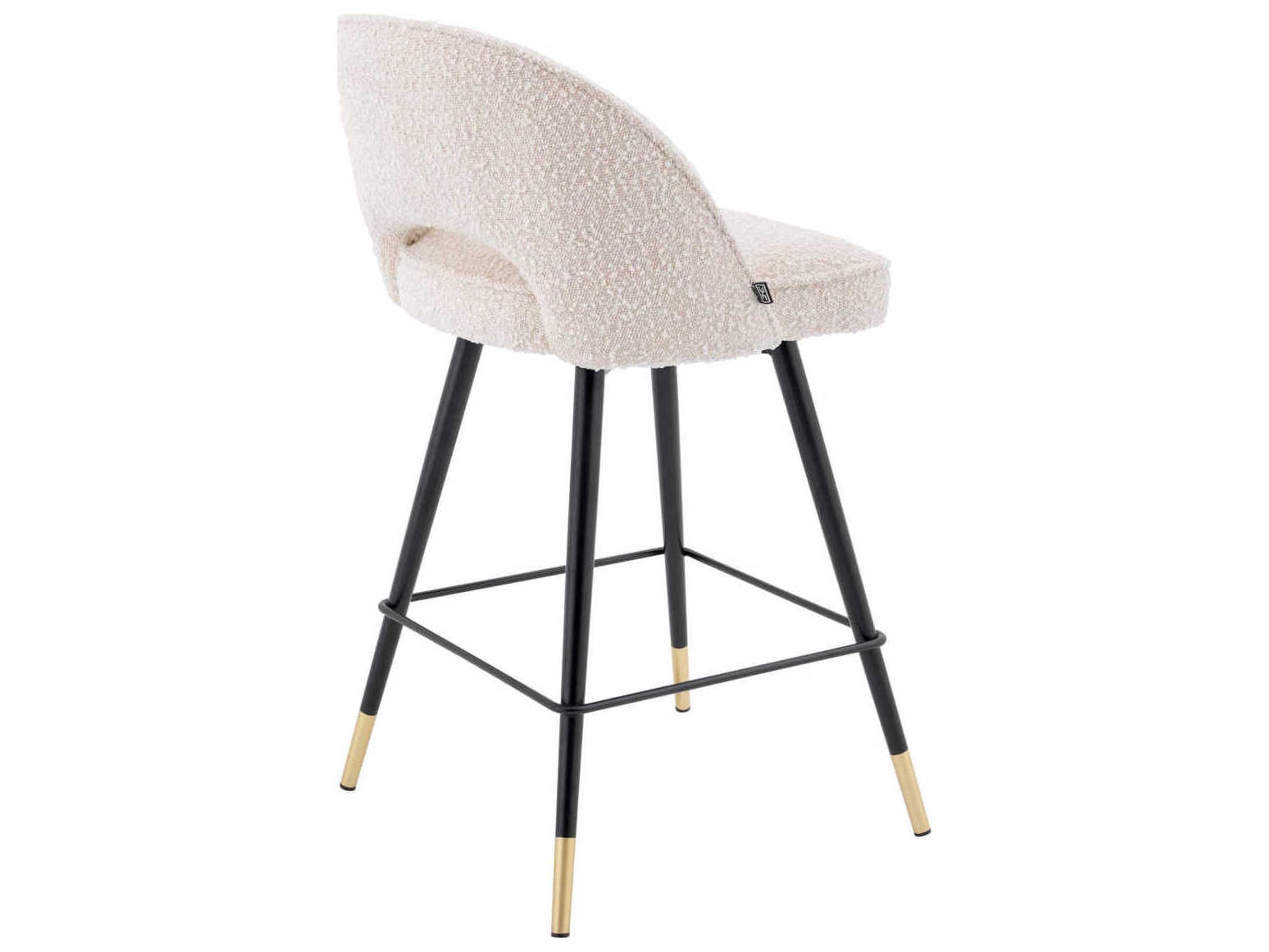 Eichholtz Cliff Boucle Cream Upholstered Swivel Counter Stool Set of 2