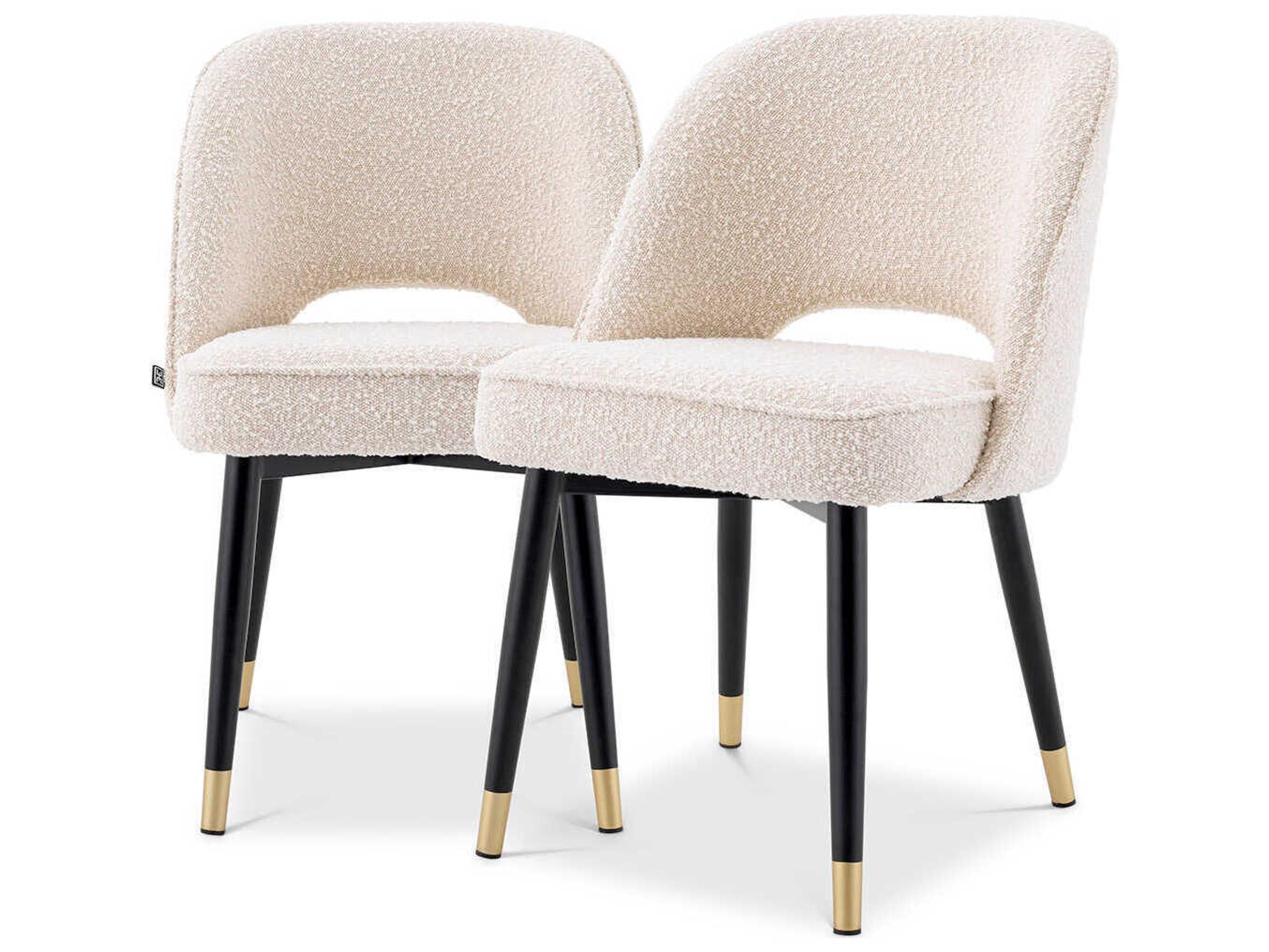 Cliff Dining Chair Set of 2 Bouclé Cream Upholstered