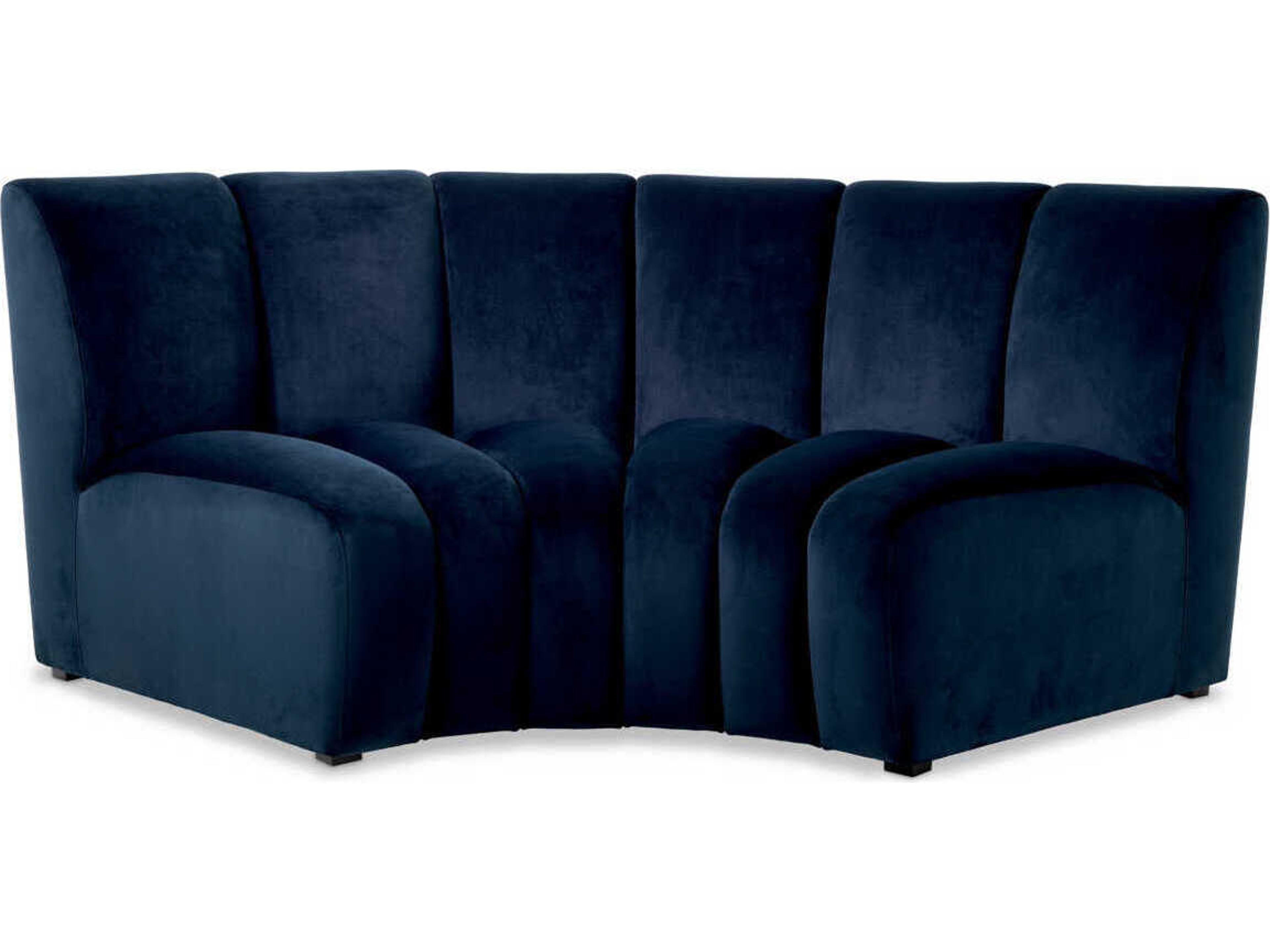 Eichholtz Lando Savona Midnight Blue Velvet Black Feet Upholstered Modular