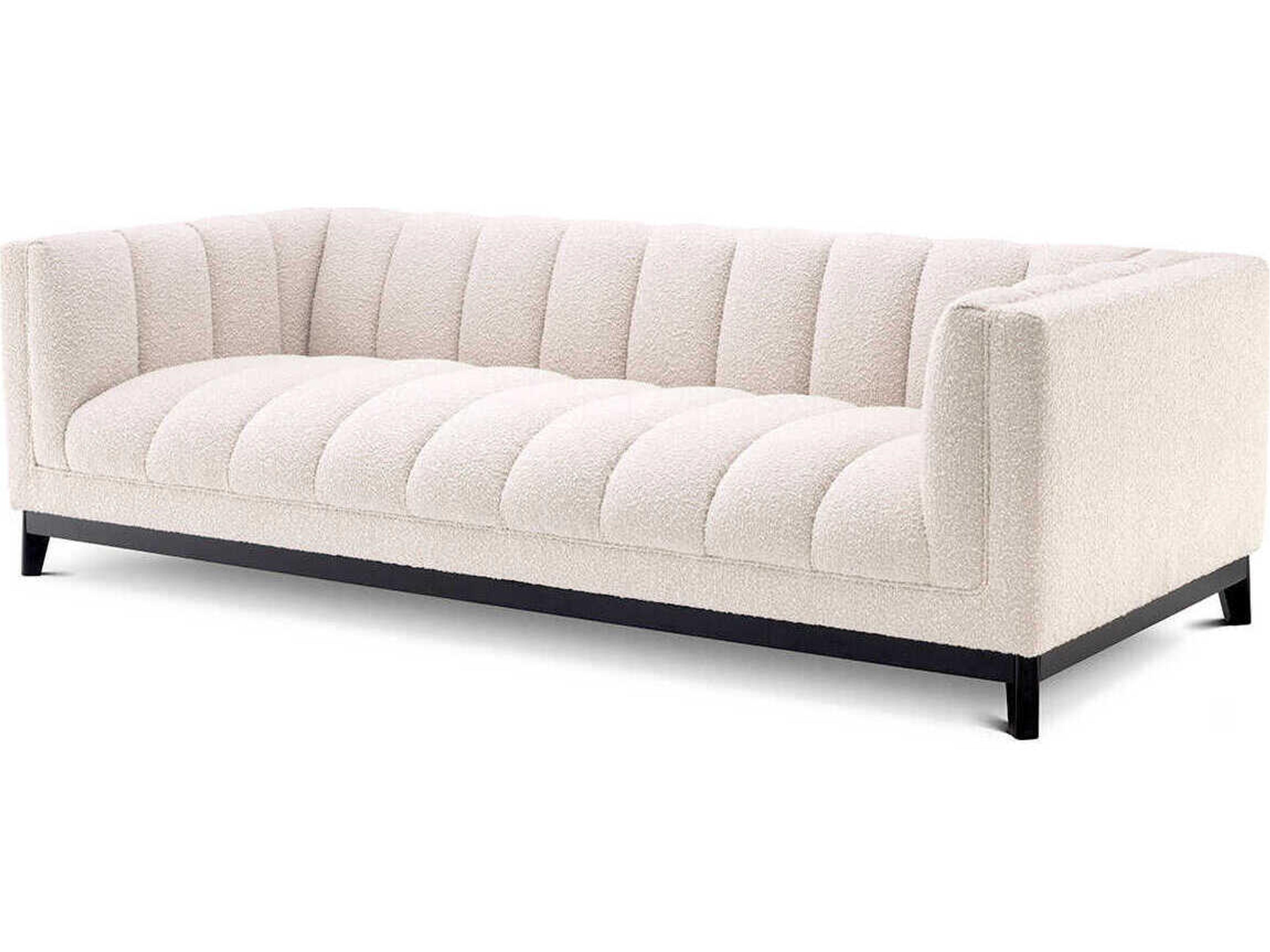 Ditmar Boucle Cream Black Base Upholstered Sofa