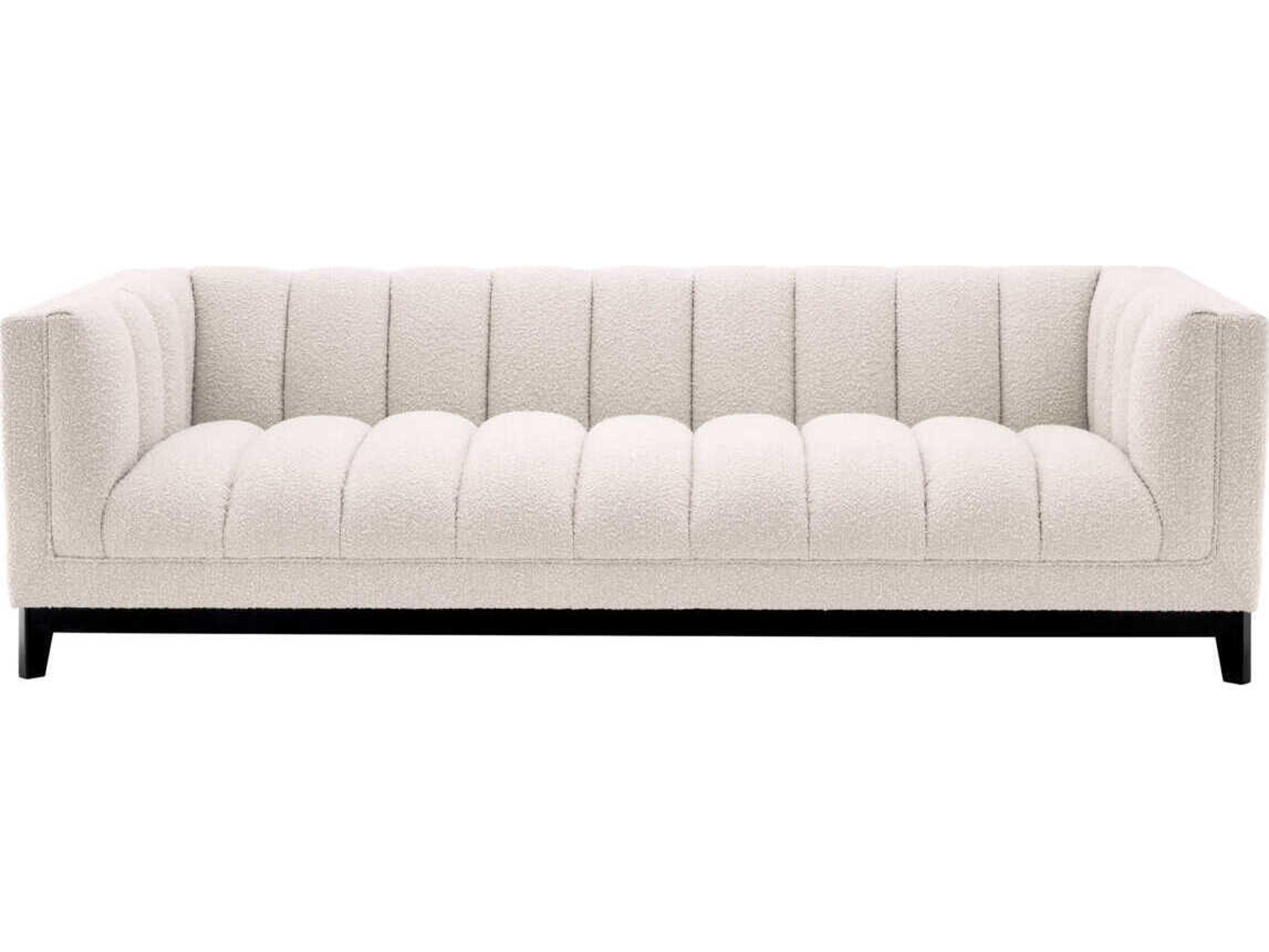 Eichholtz Ditmar Boucle Cream Black Base Upholstered Sofa