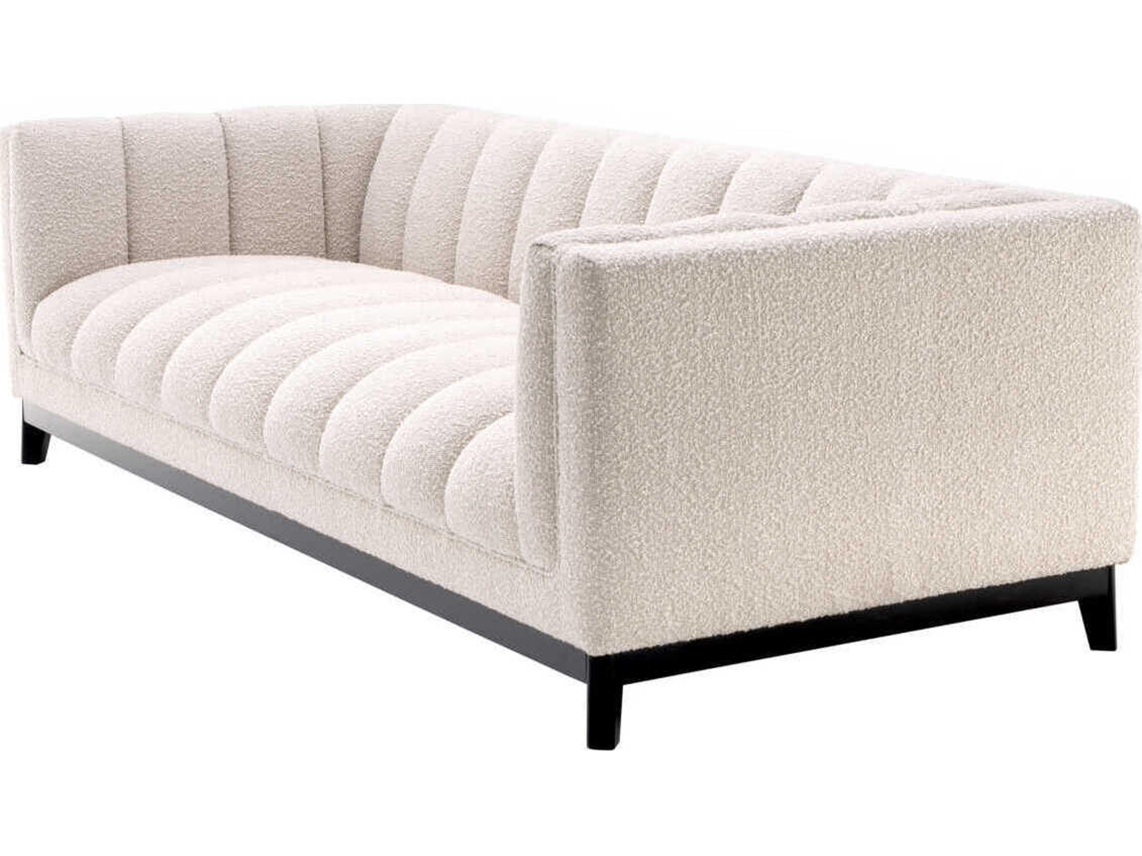 Eichholtz Ditmar Boucle Cream Black Base Upholstered Sofa