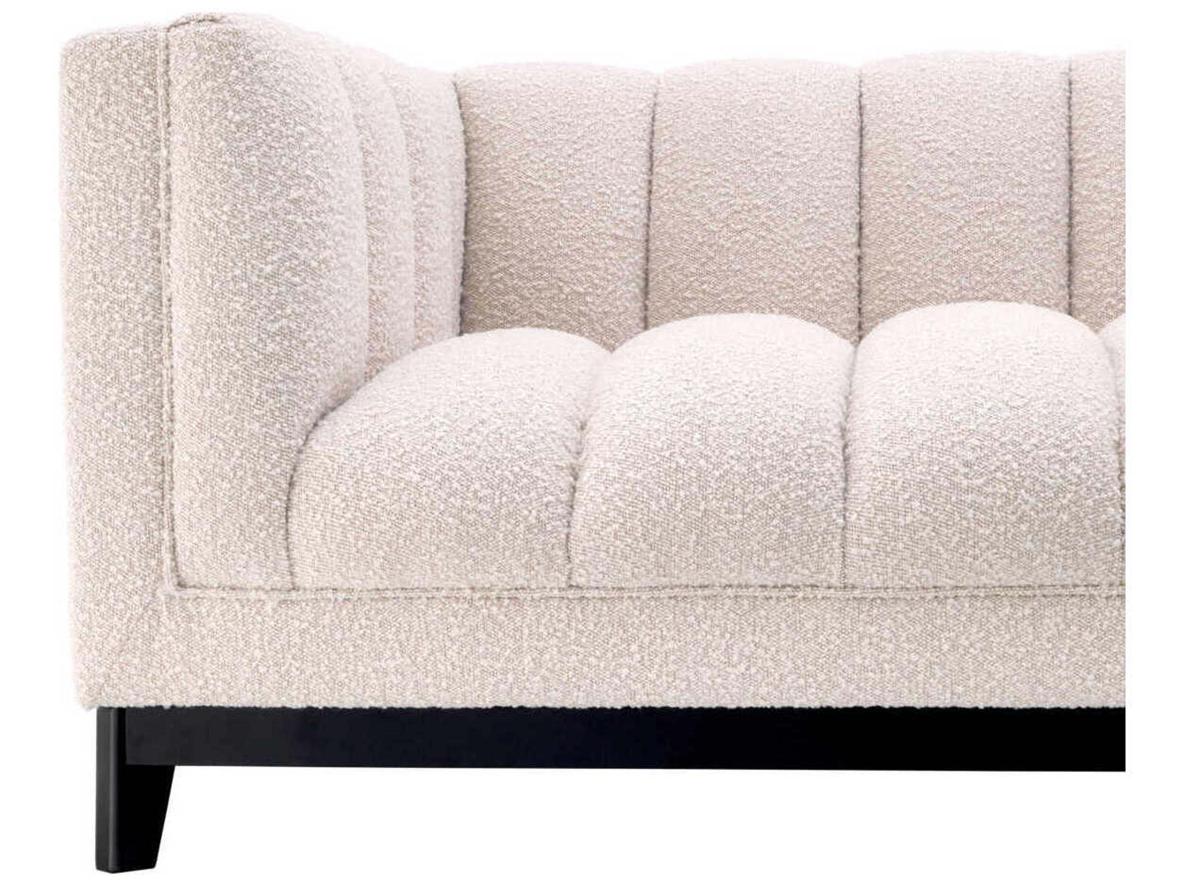 Eichholtz Ditmar Boucle Cream Black Base Upholstered Sofa