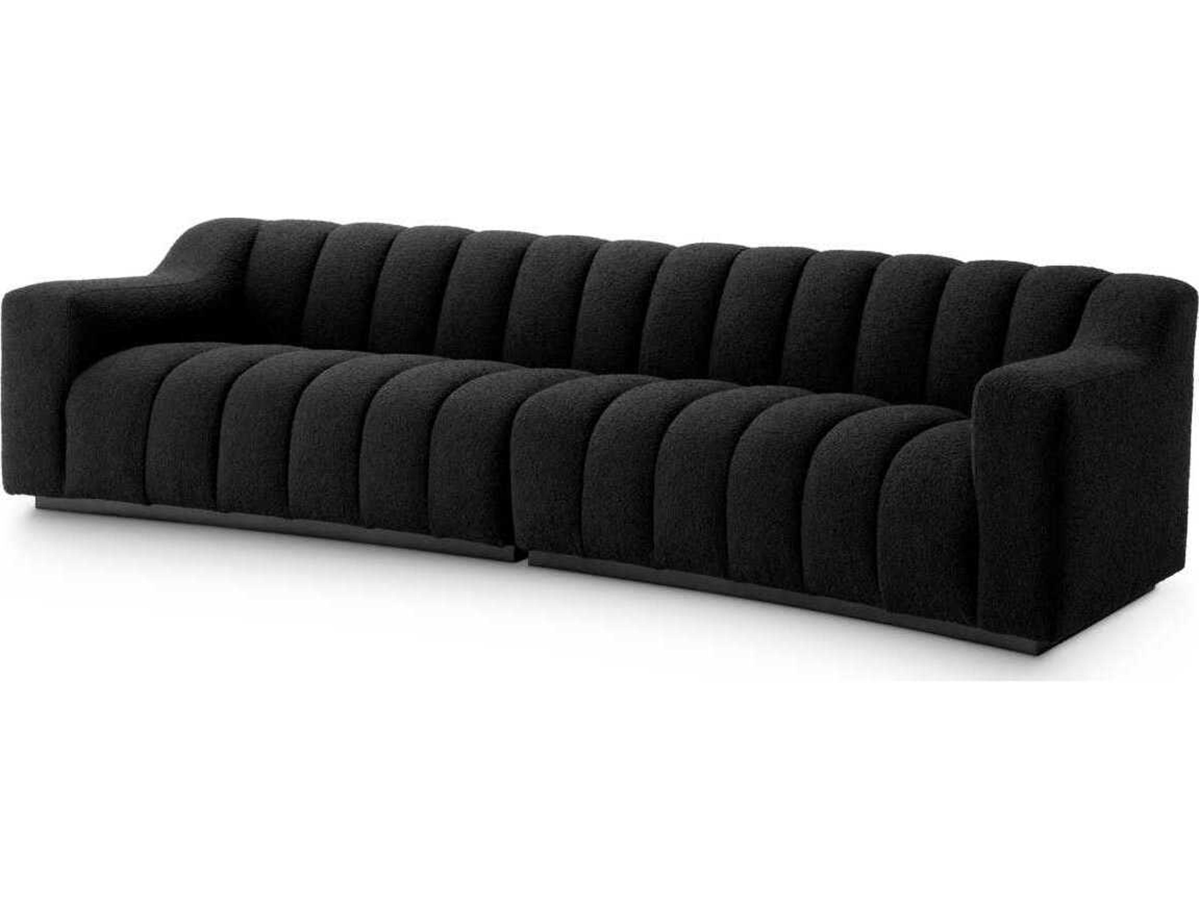 Kelly L Sofa Bouclé Cream Curved Channel-Stitched