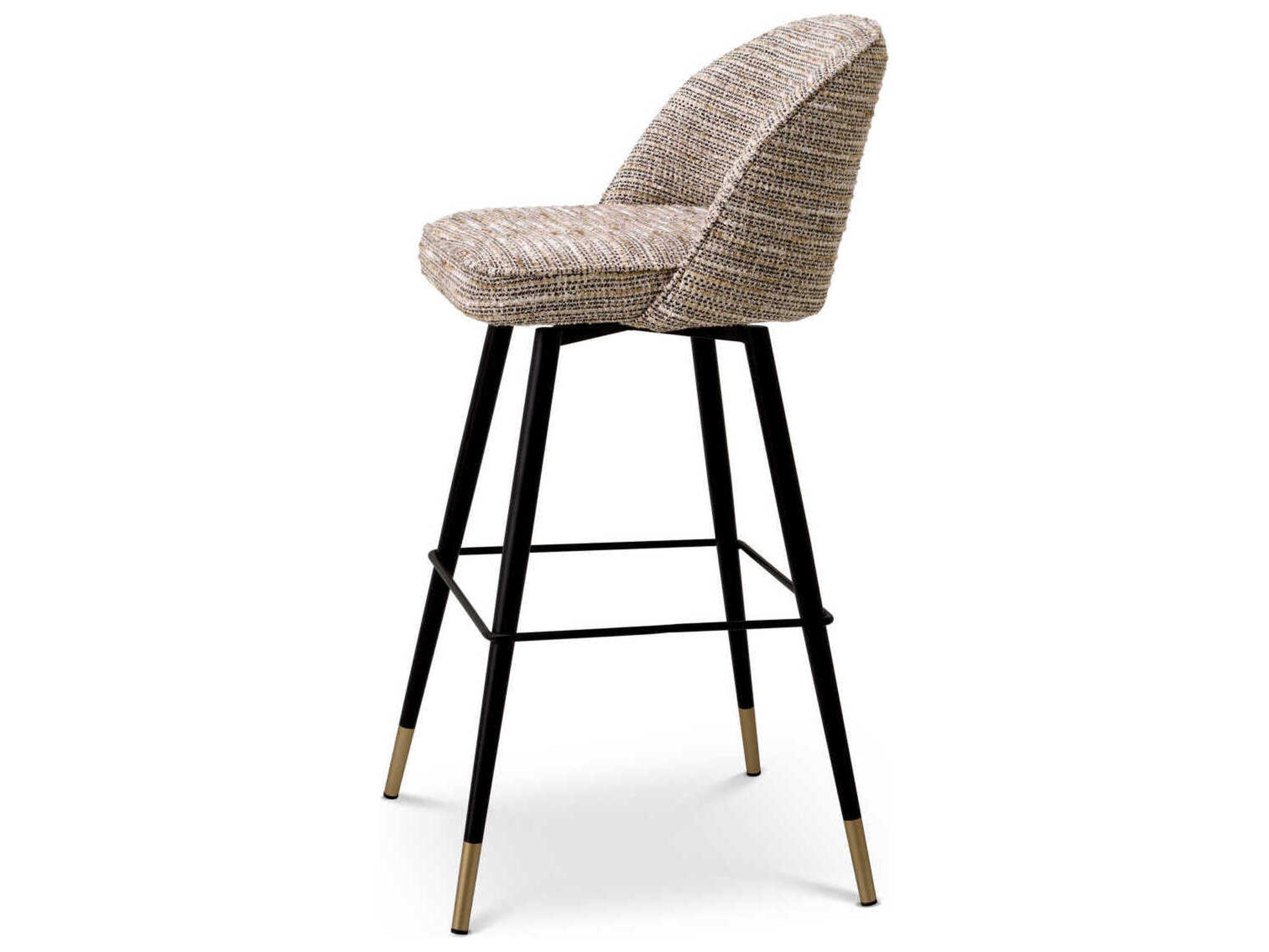 Eichholtz Cliff Mademoiselle Beige Upholstered Swivel Bar Stool Set of 2