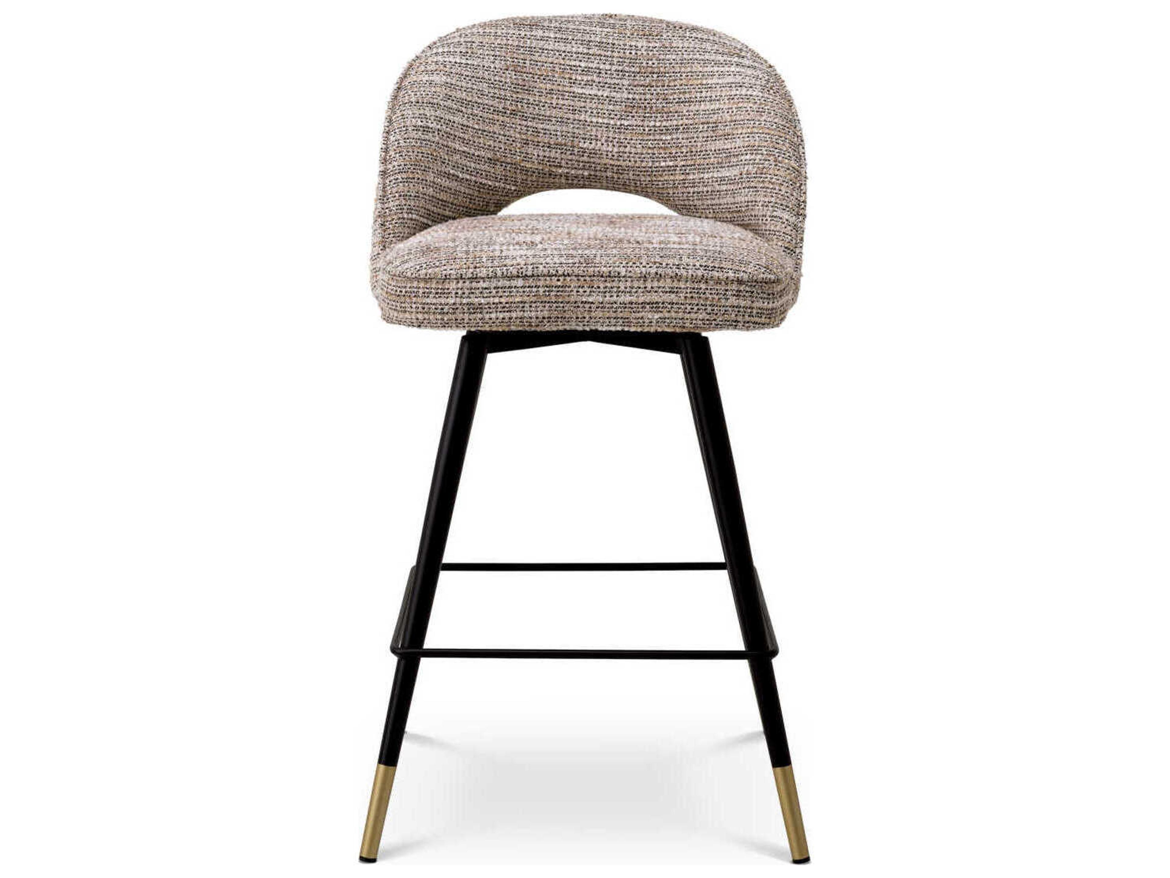 Eichholtz Cliff Mademoiselle Beige Upholstered Swivel Counter Stool Set of 2