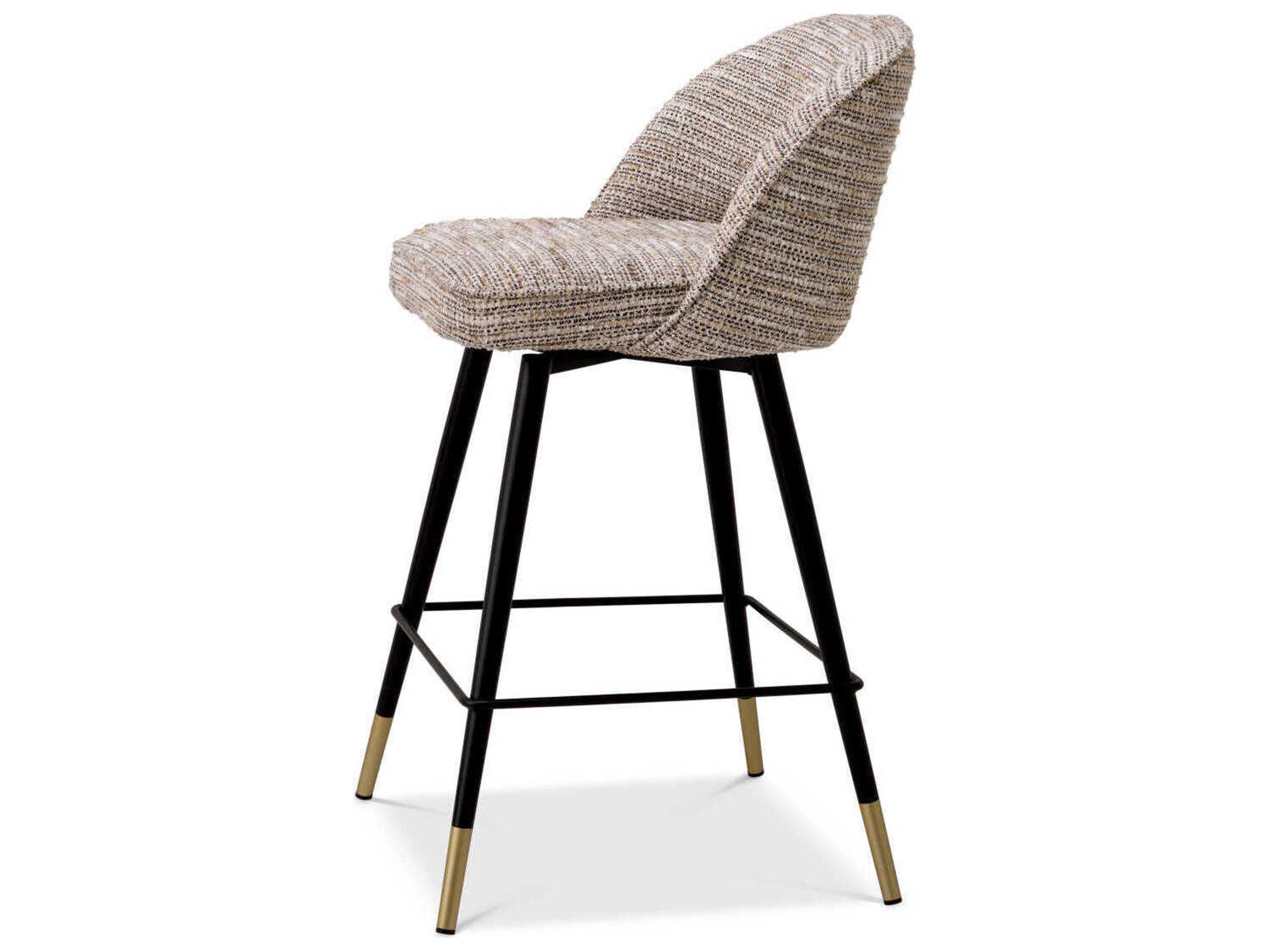 Eichholtz Cliff Mademoiselle Beige Upholstered Swivel Counter Stool Set of 2