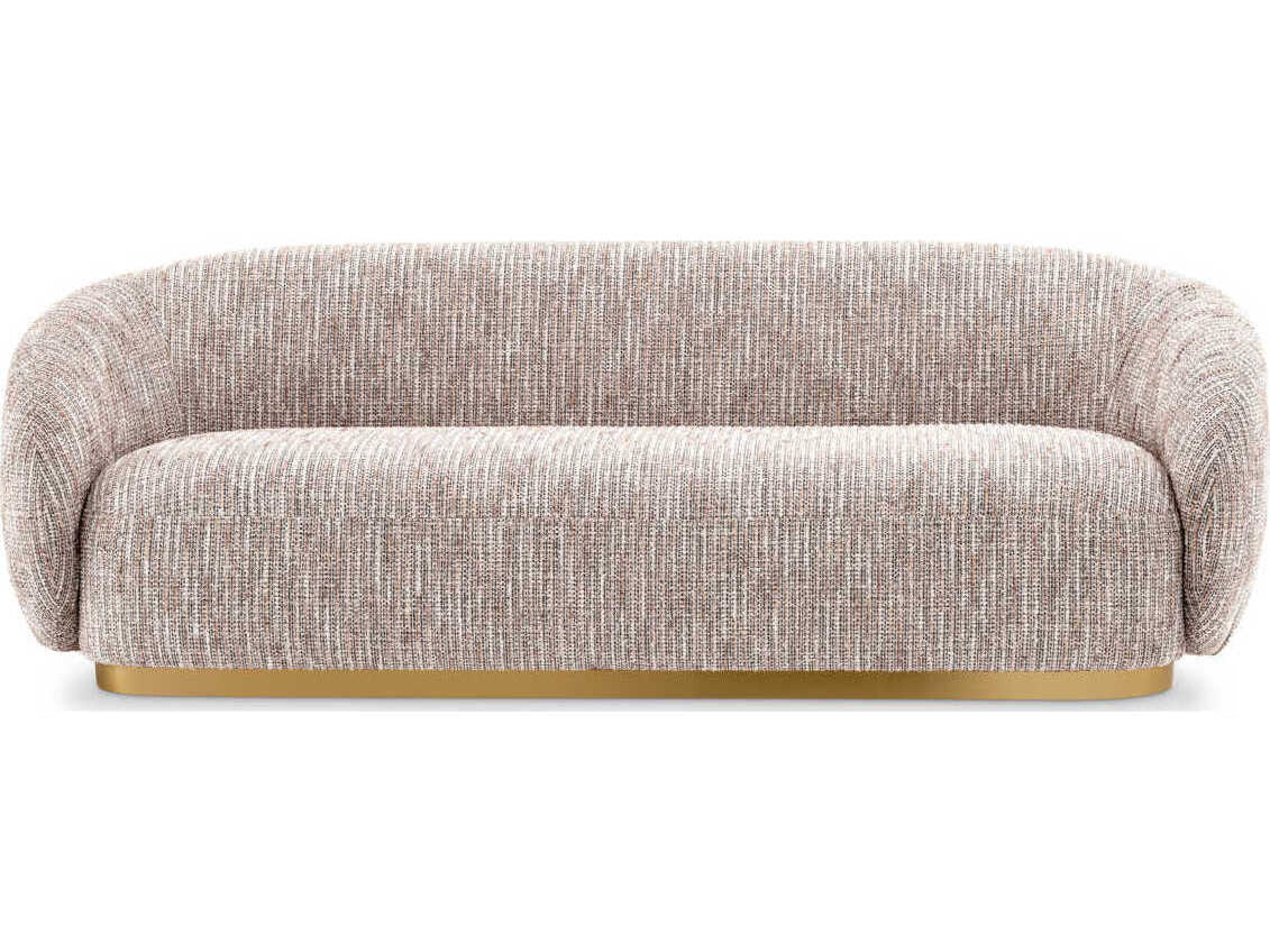Eichholtz Brice Mademoiselle Beige Brushed Brass Base Upholstered Sofa