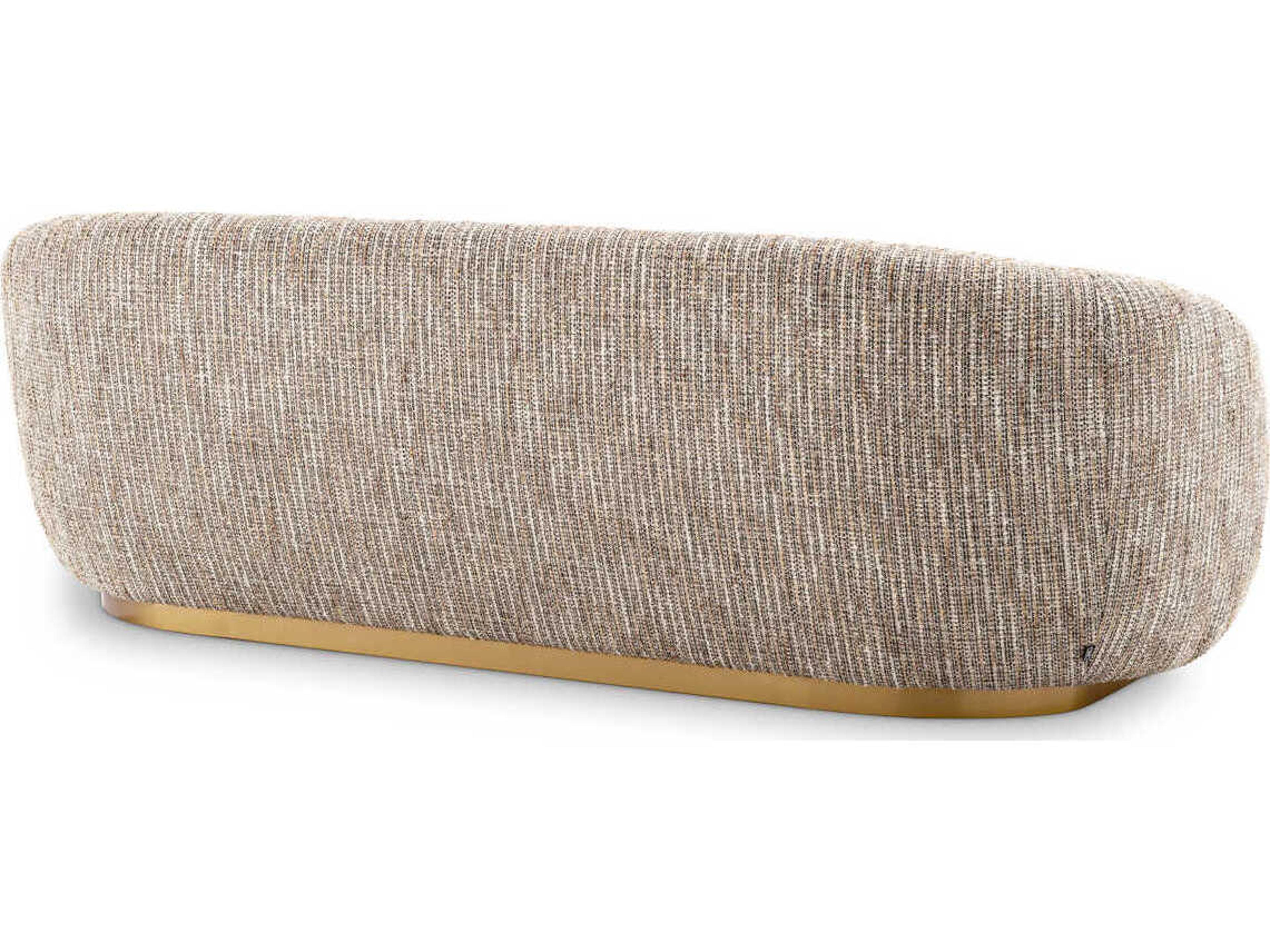 Eichholtz Brice Mademoiselle Beige Brushed Brass Base Upholstered Sofa