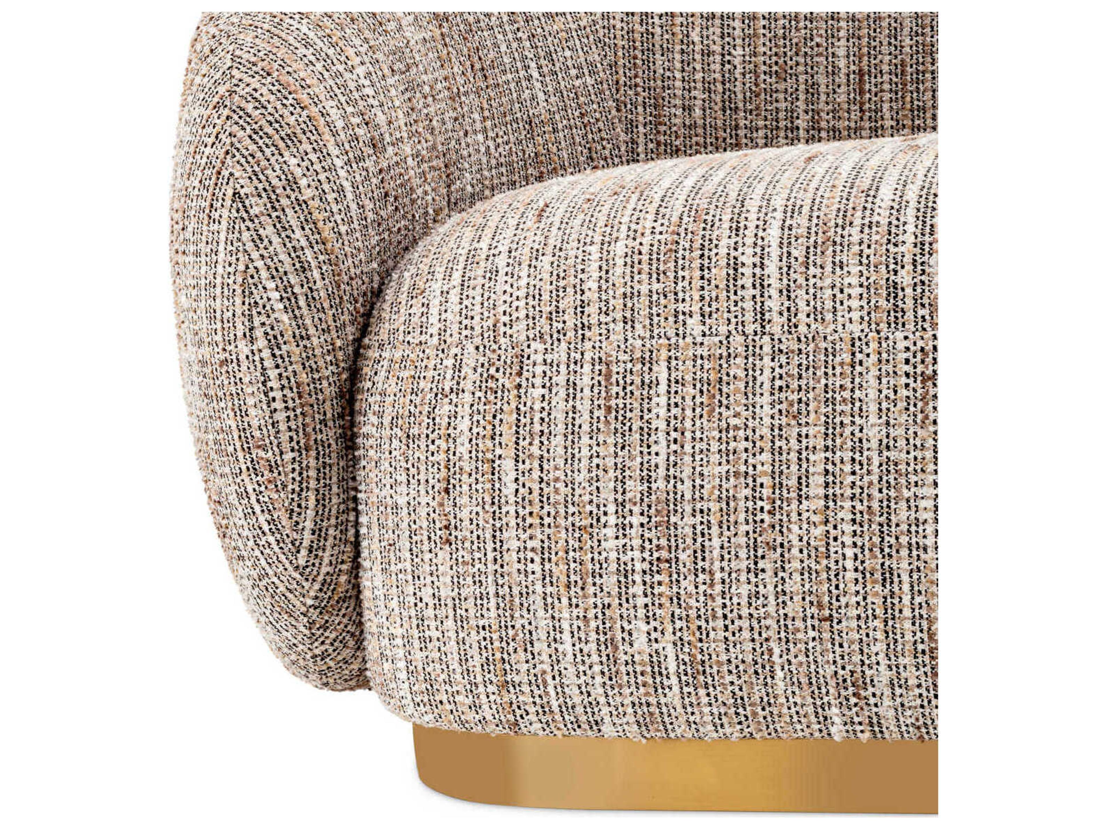 Eichholtz Brice Mademoiselle Beige Brushed Brass Base Upholstered Sofa