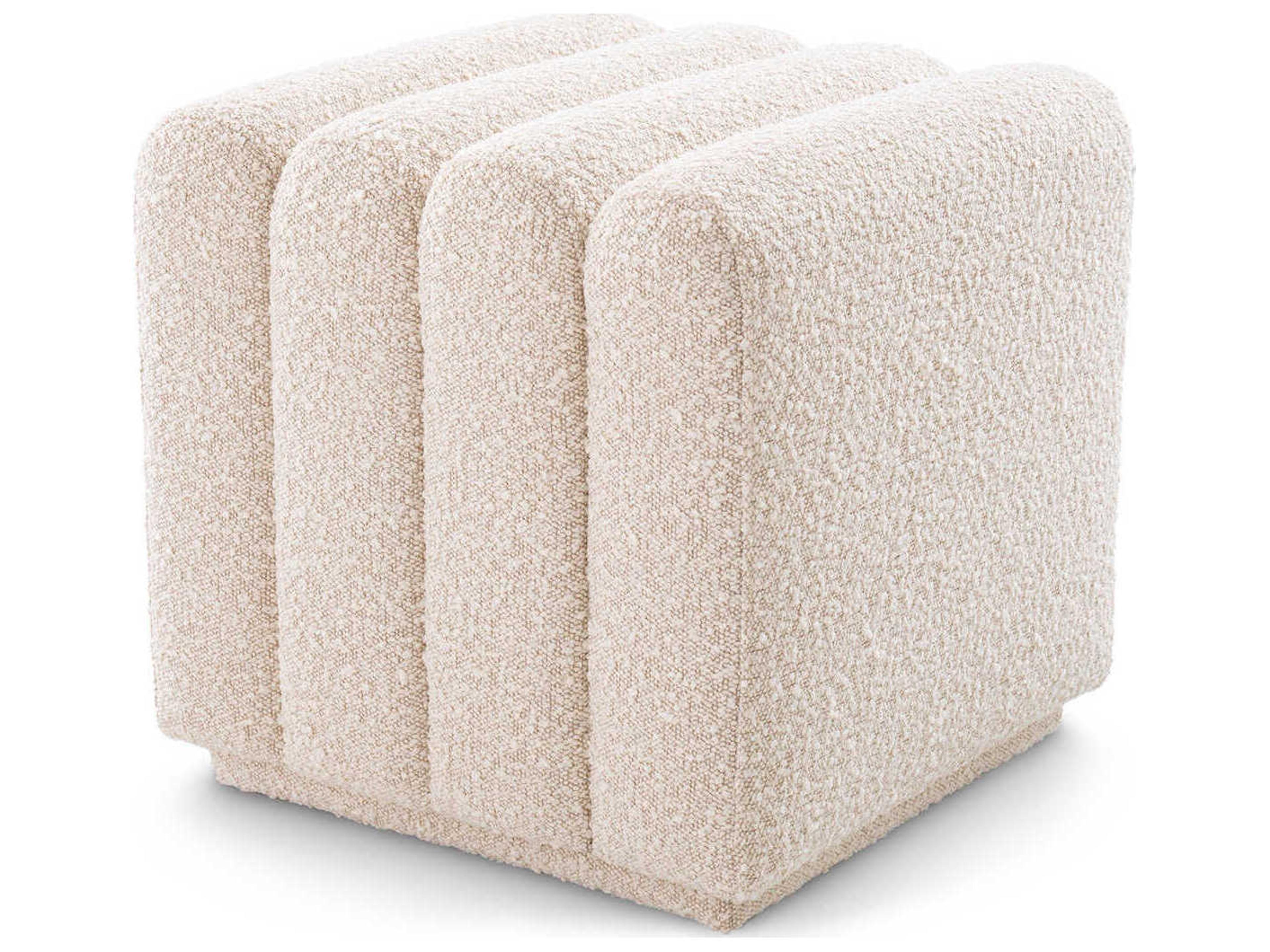 Bente Stool Bouclé Cream Upholstered Ottoman