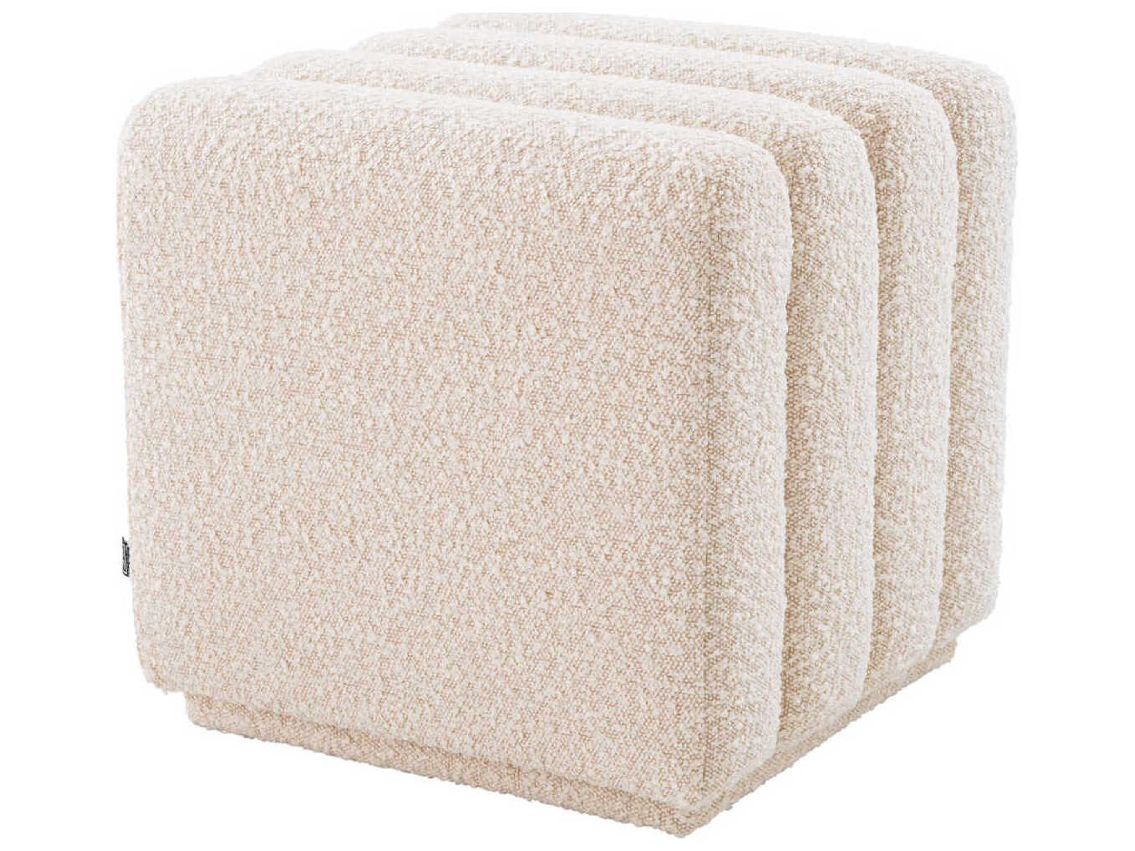 Eichholtz Bente Boucle Cream Upholstered Accent Stool