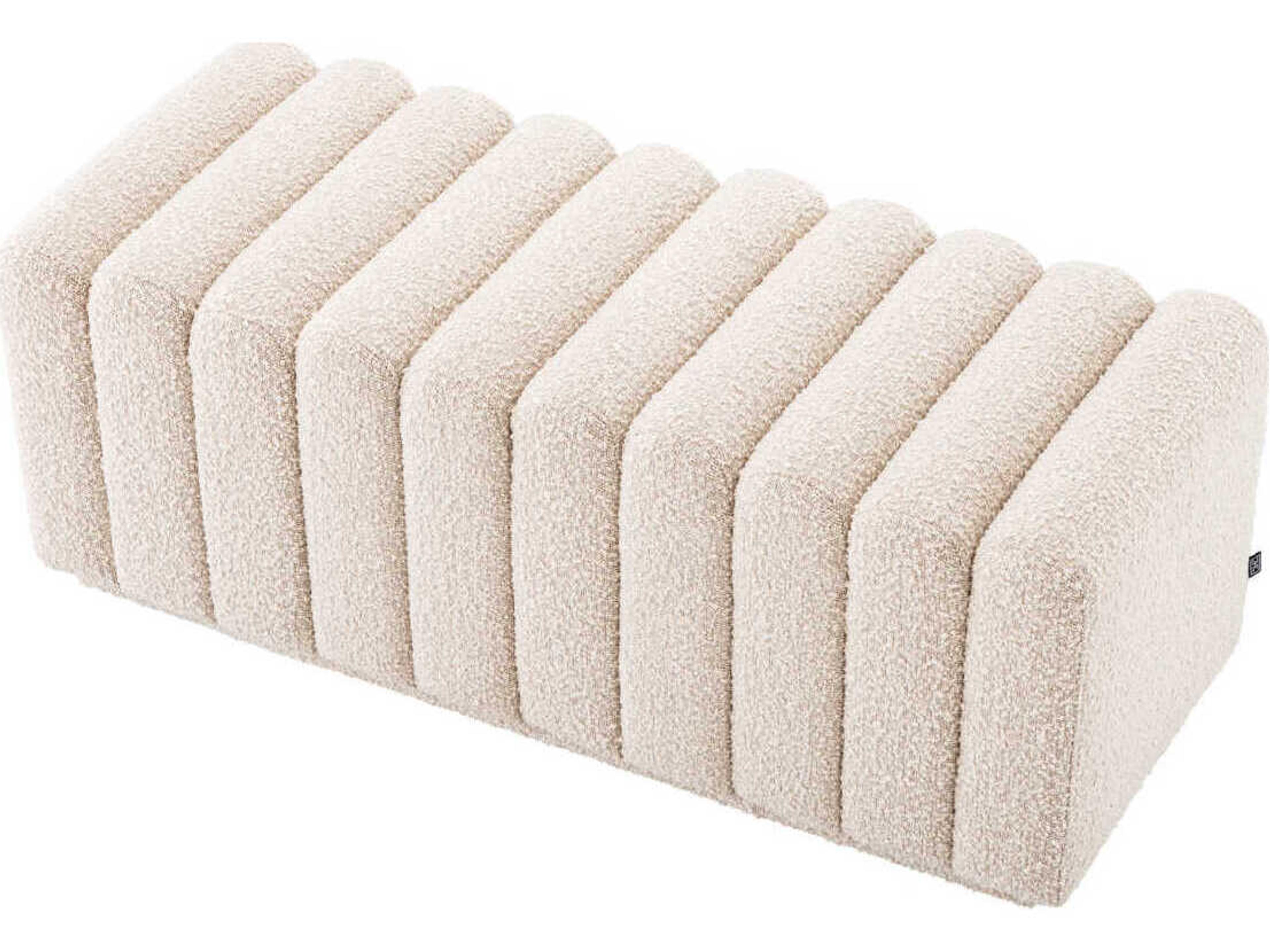 Eichholtz Bente Boucle Cream Upholstered Accent Bench