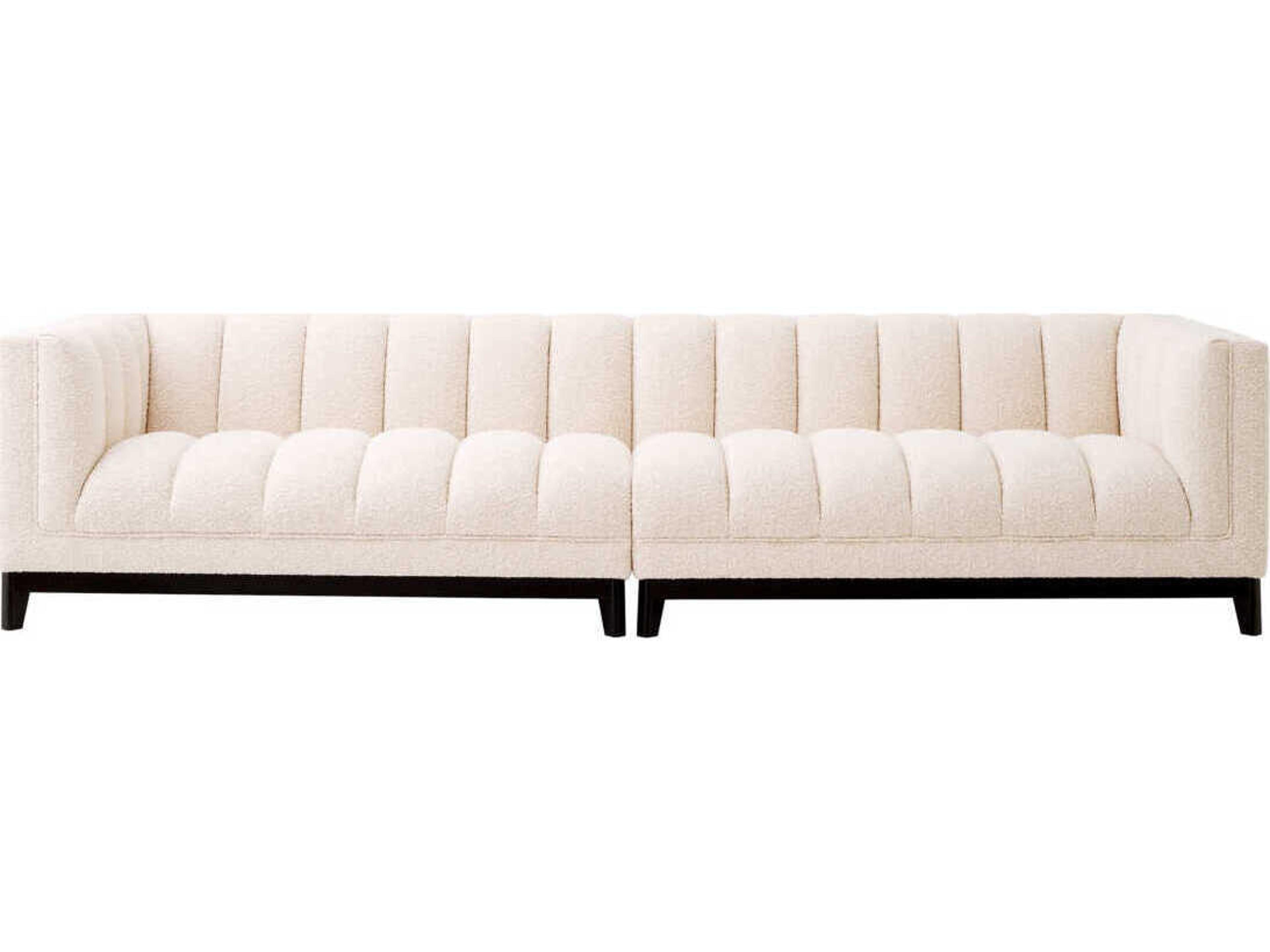 Eichholtz Ditmar Boucle Cream Black Base Upholstered Sofa