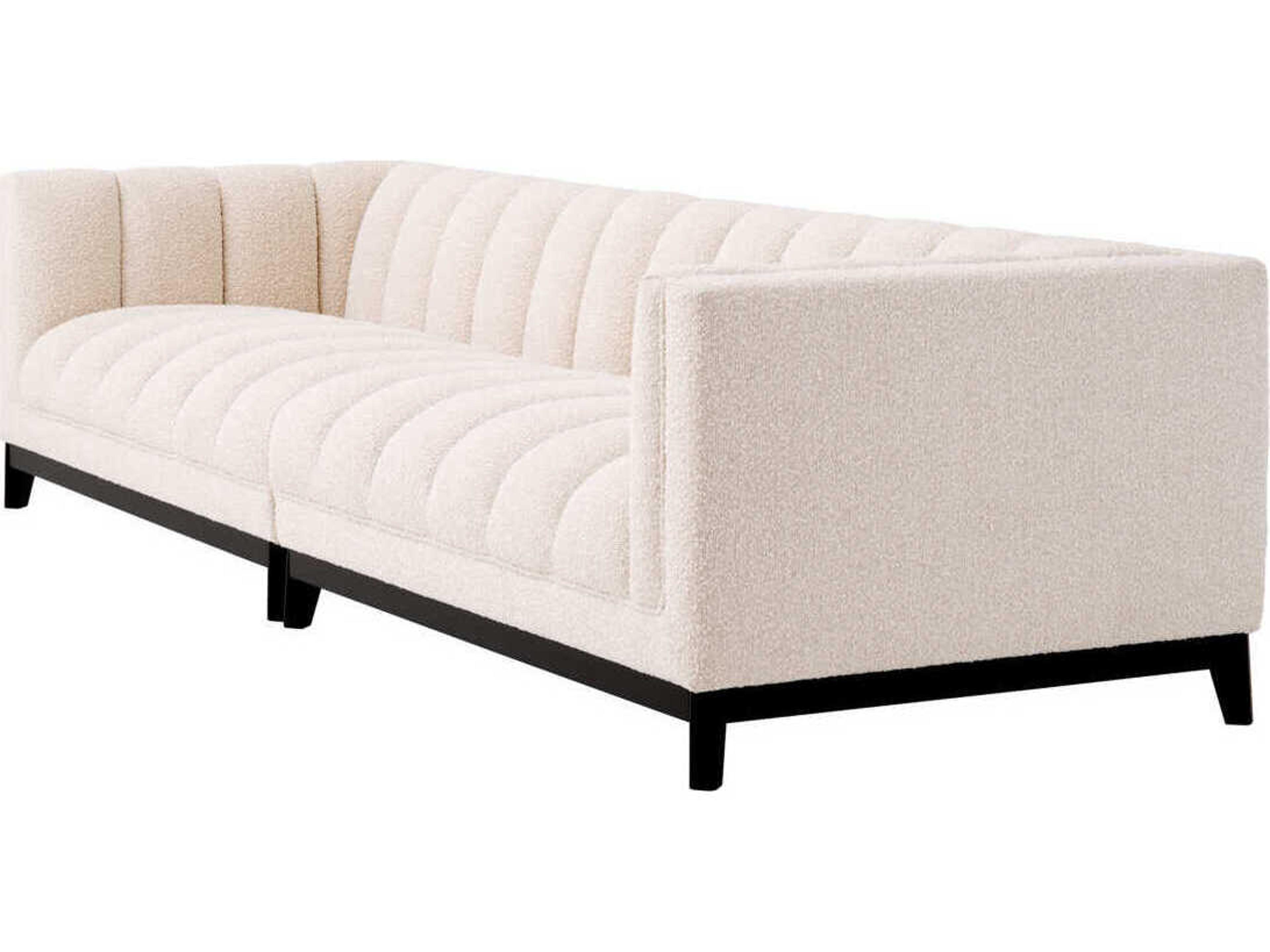 Eichholtz Ditmar Boucle Cream Black Base Upholstered Sofa