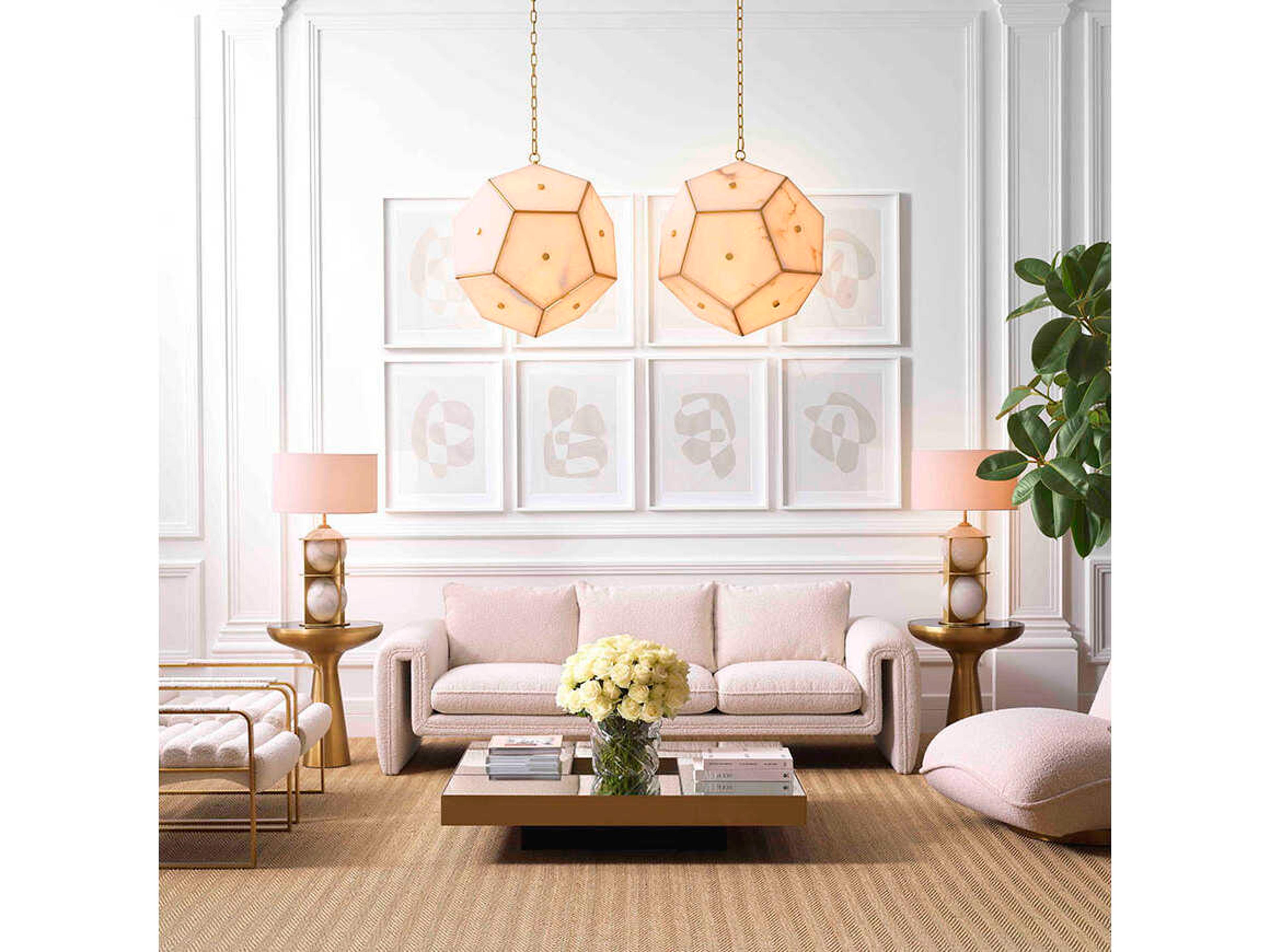 Eichholtz Tondo Boucle Cream Upholstered Accent Bench