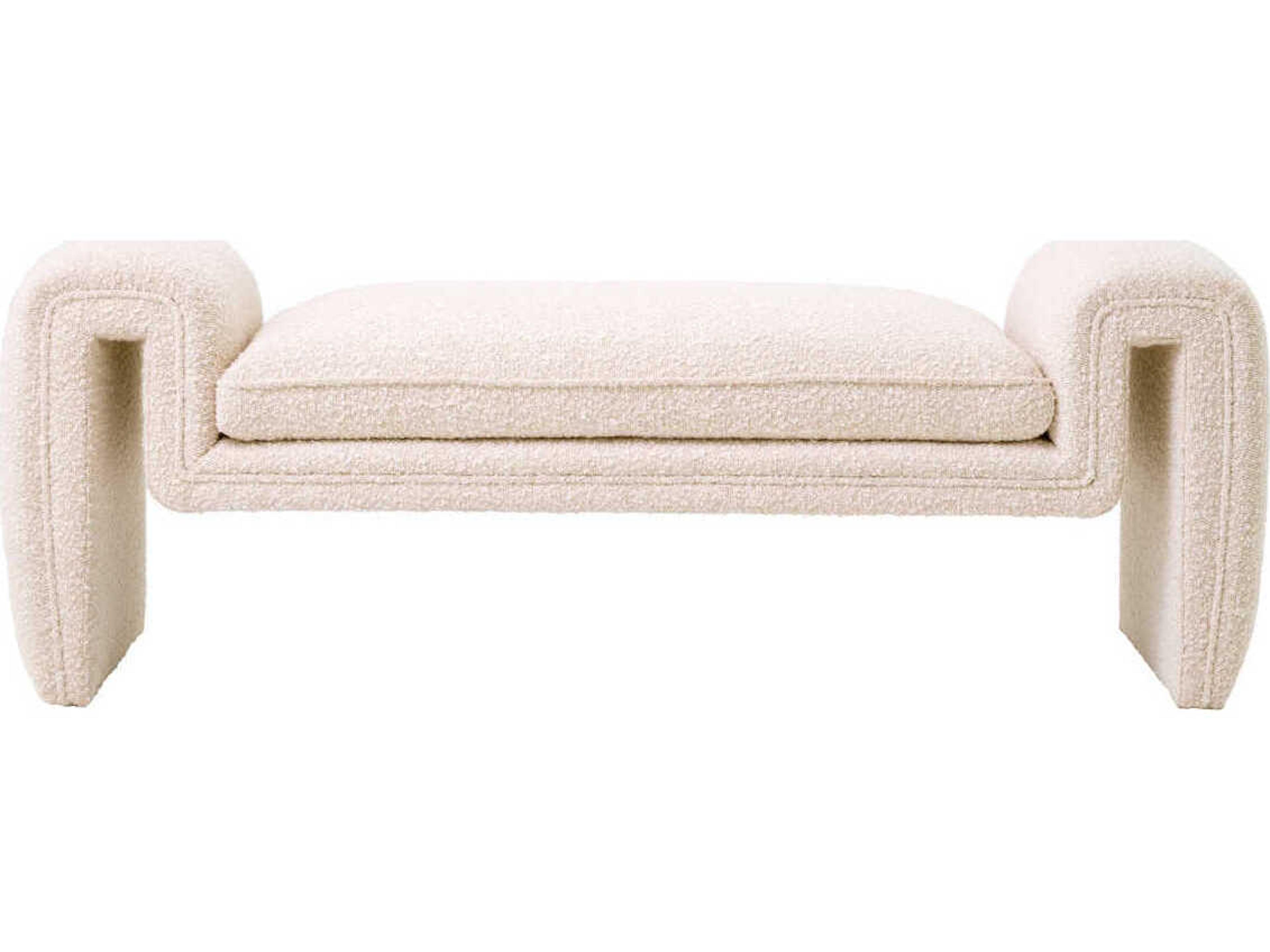 Eichholtz Tondo Boucle Cream Upholstered Accent Bench
