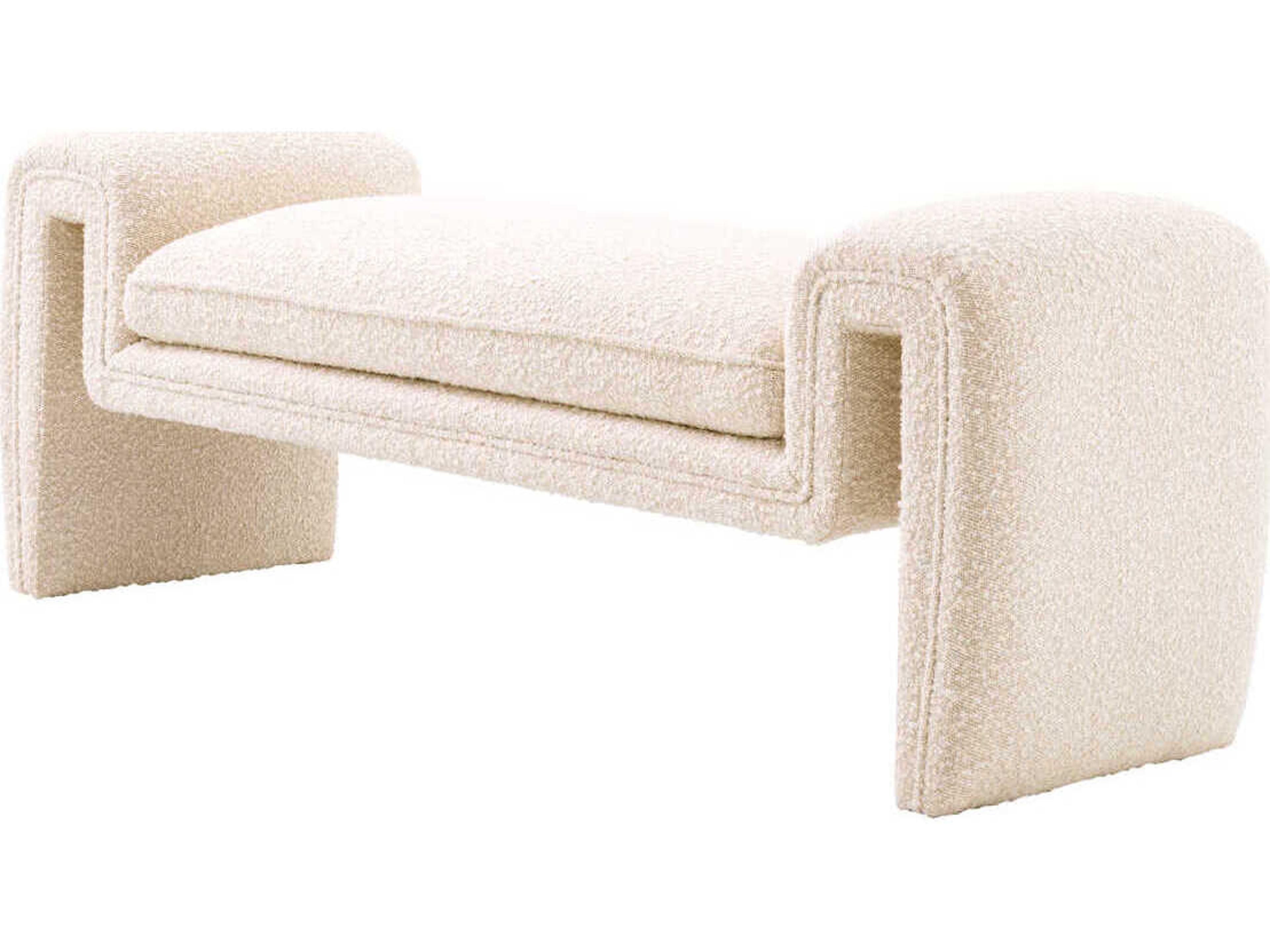 Eichholtz Tondo Boucle Cream Upholstered Accent Bench