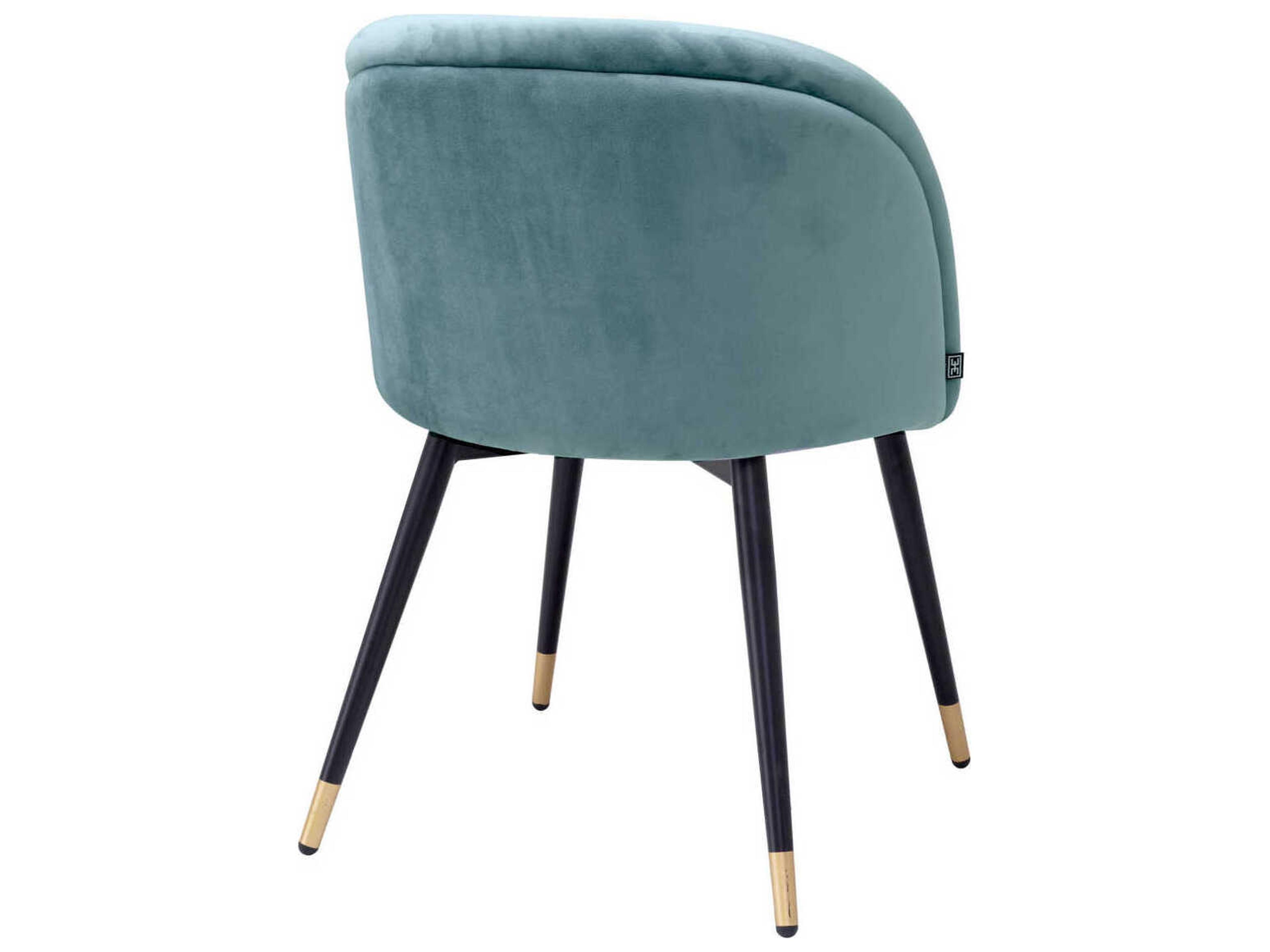 Eichholtz Chloe Blue Velvet Upholstered Armless Dining Chair Set of 2