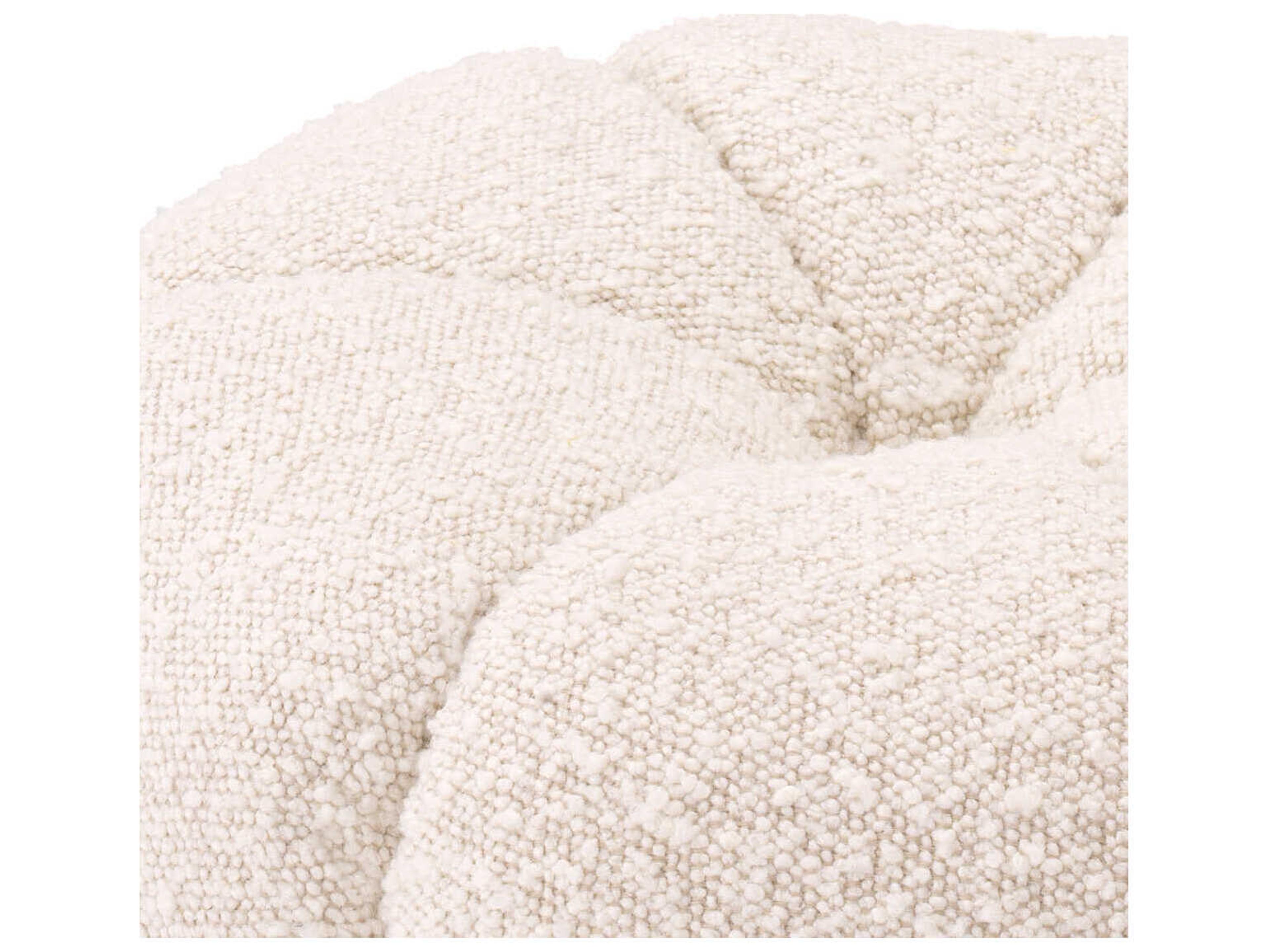 Eichholtz Orchanic Boucle Cream Brushed Brass Base Upholstered Accent Stool