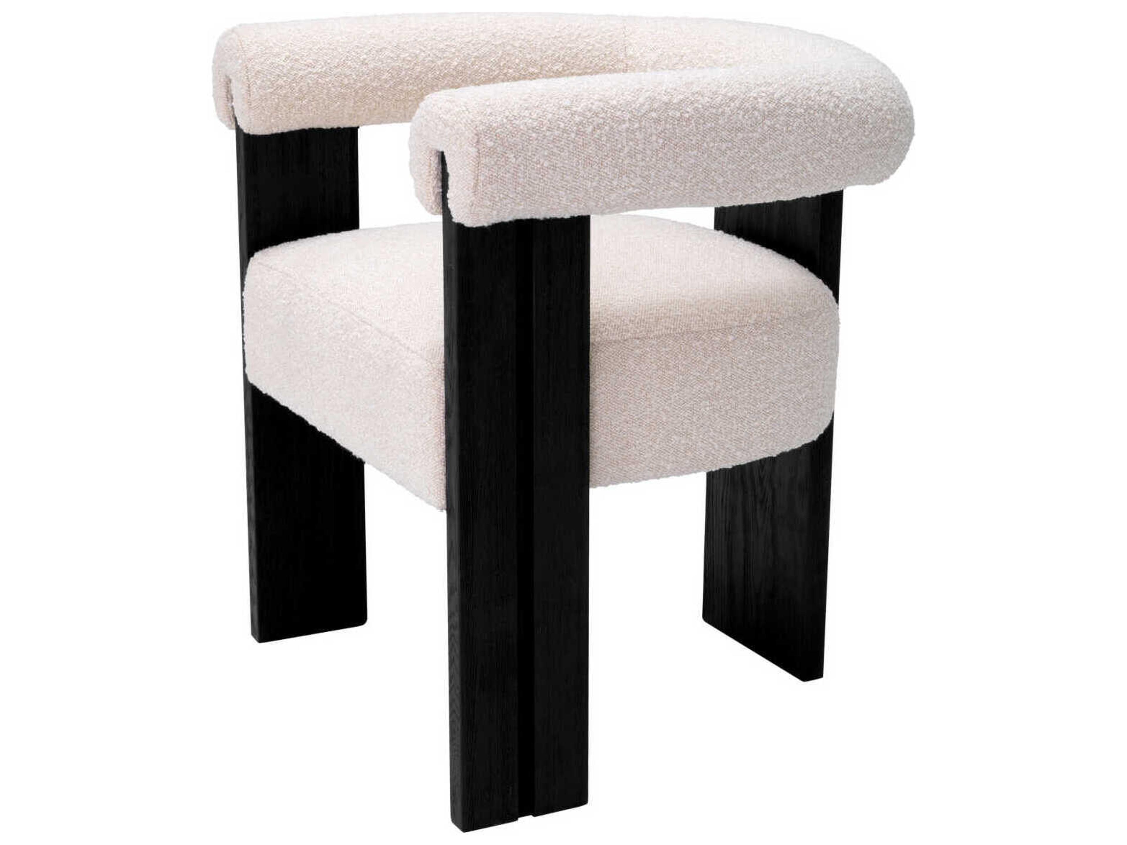 Eichholtz Percy Solid Wood Black Upholstered Arm Dining Chair