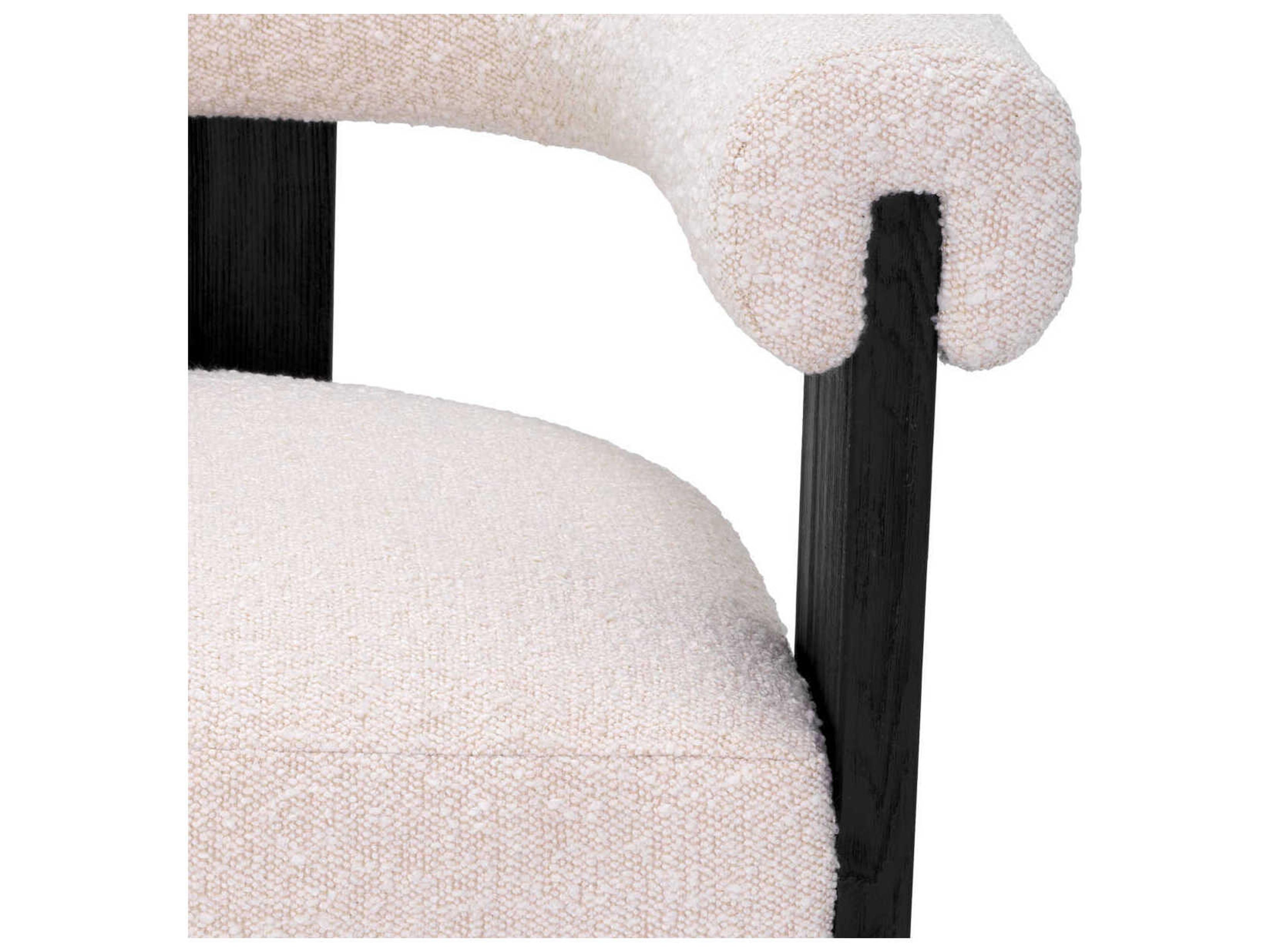 Eichholtz Percy Solid Wood Black Upholstered Arm Dining Chair