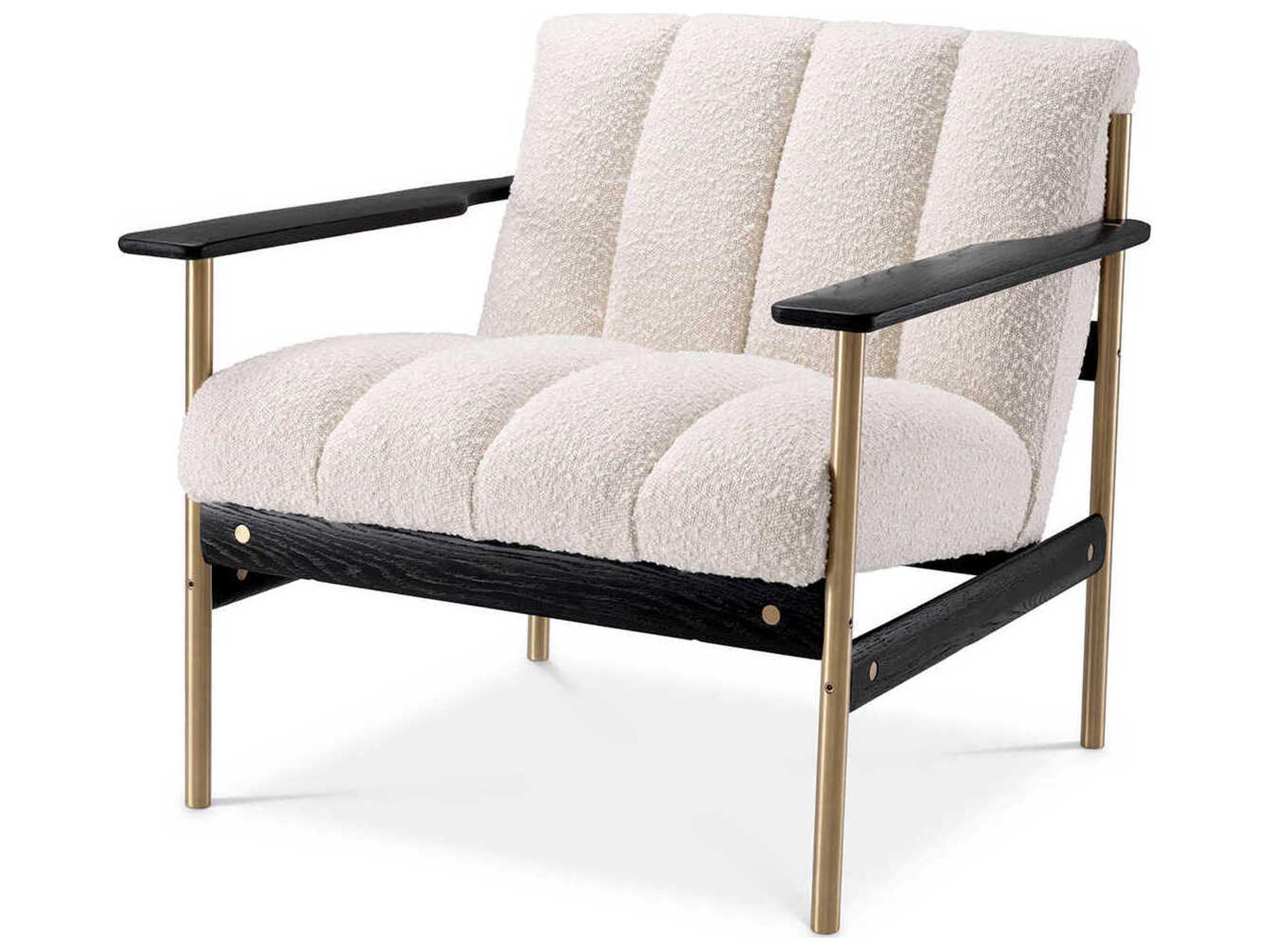 Elan Armchair in Boucle Cream and Brushed Brass