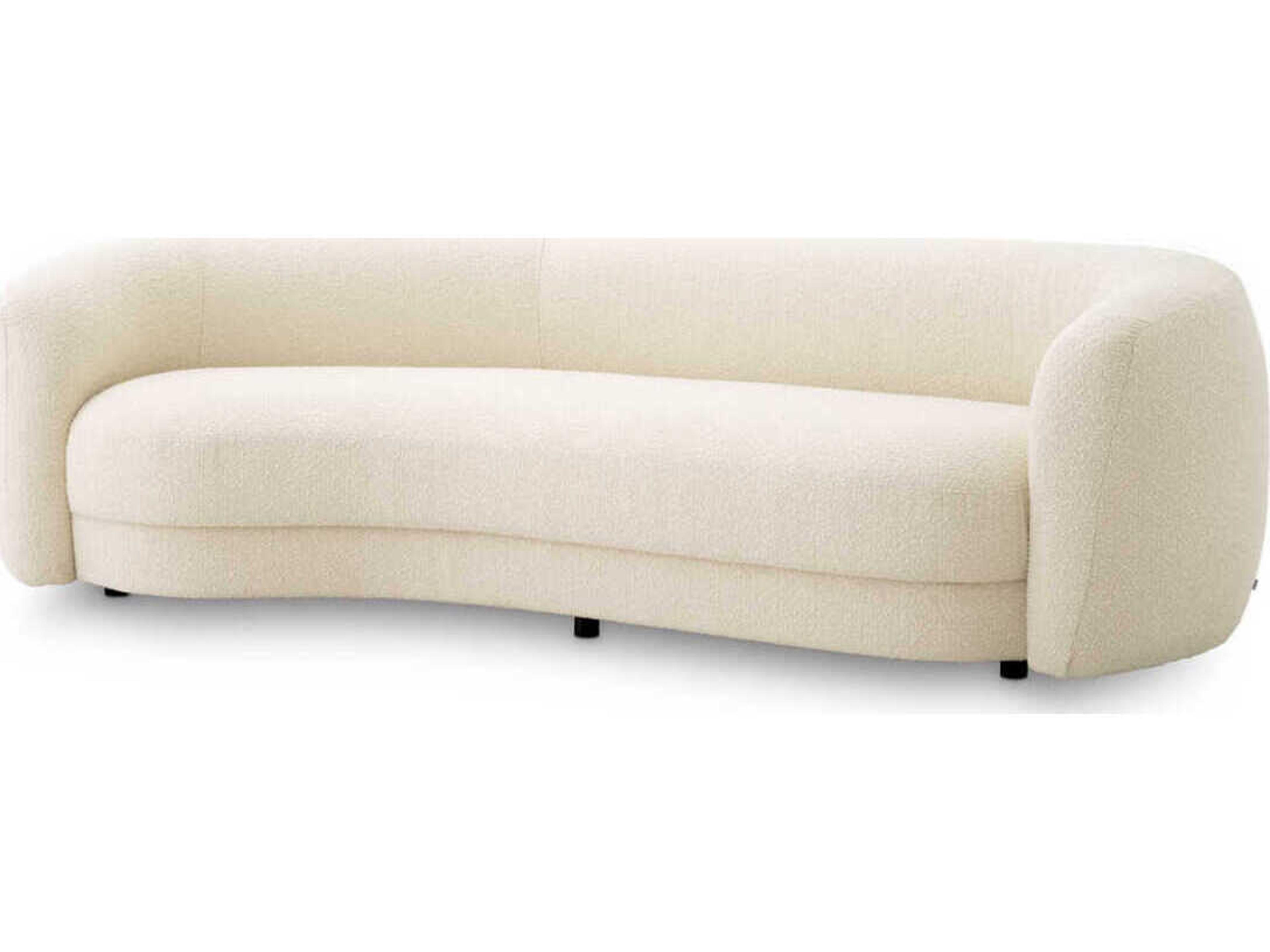 Blaine Boucle Ivory Black Feet White Upholstered Sofa