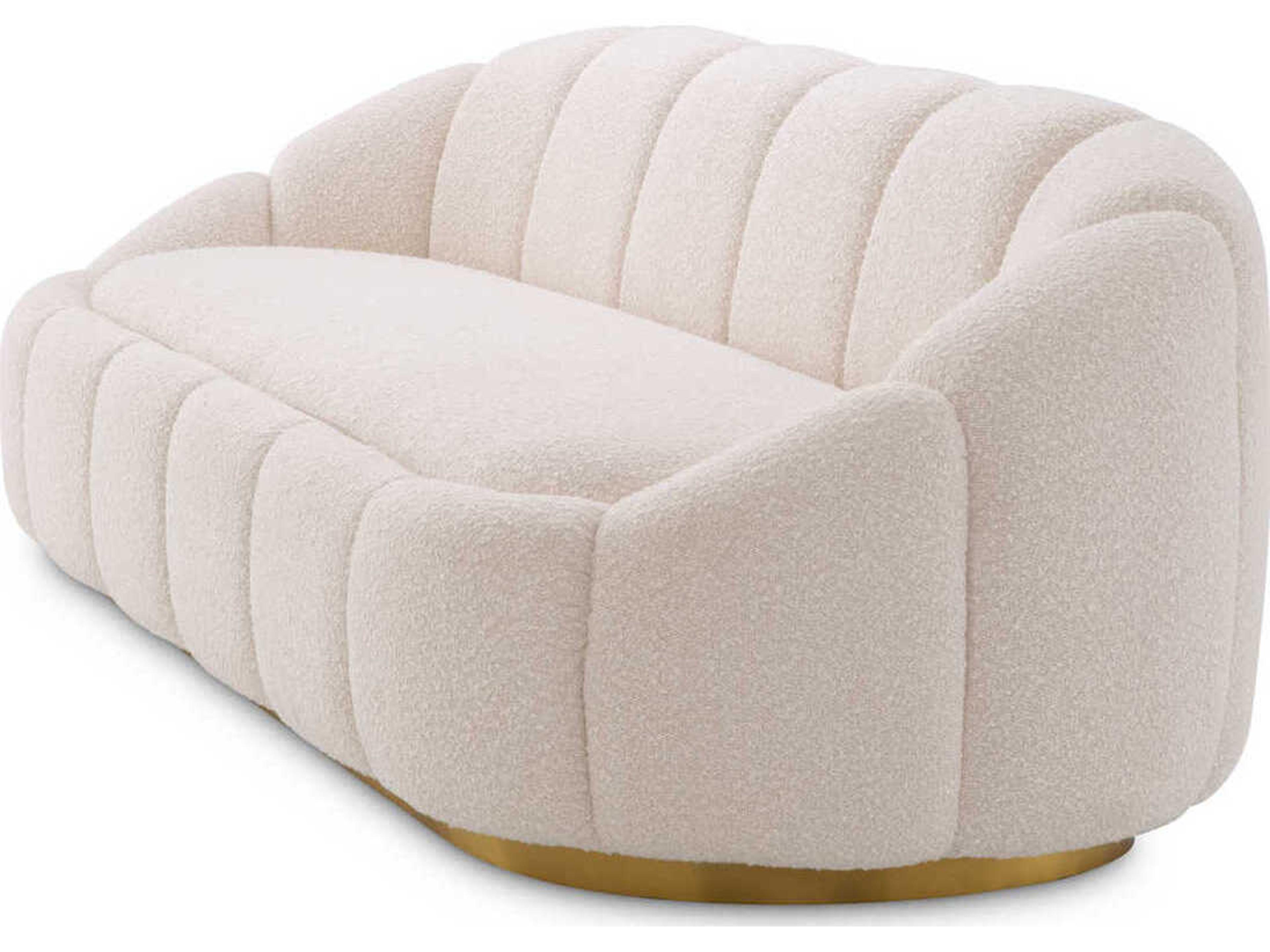 Eichholtz Inger Boucle Cream Brushed Brass Base Upholstered Sofa