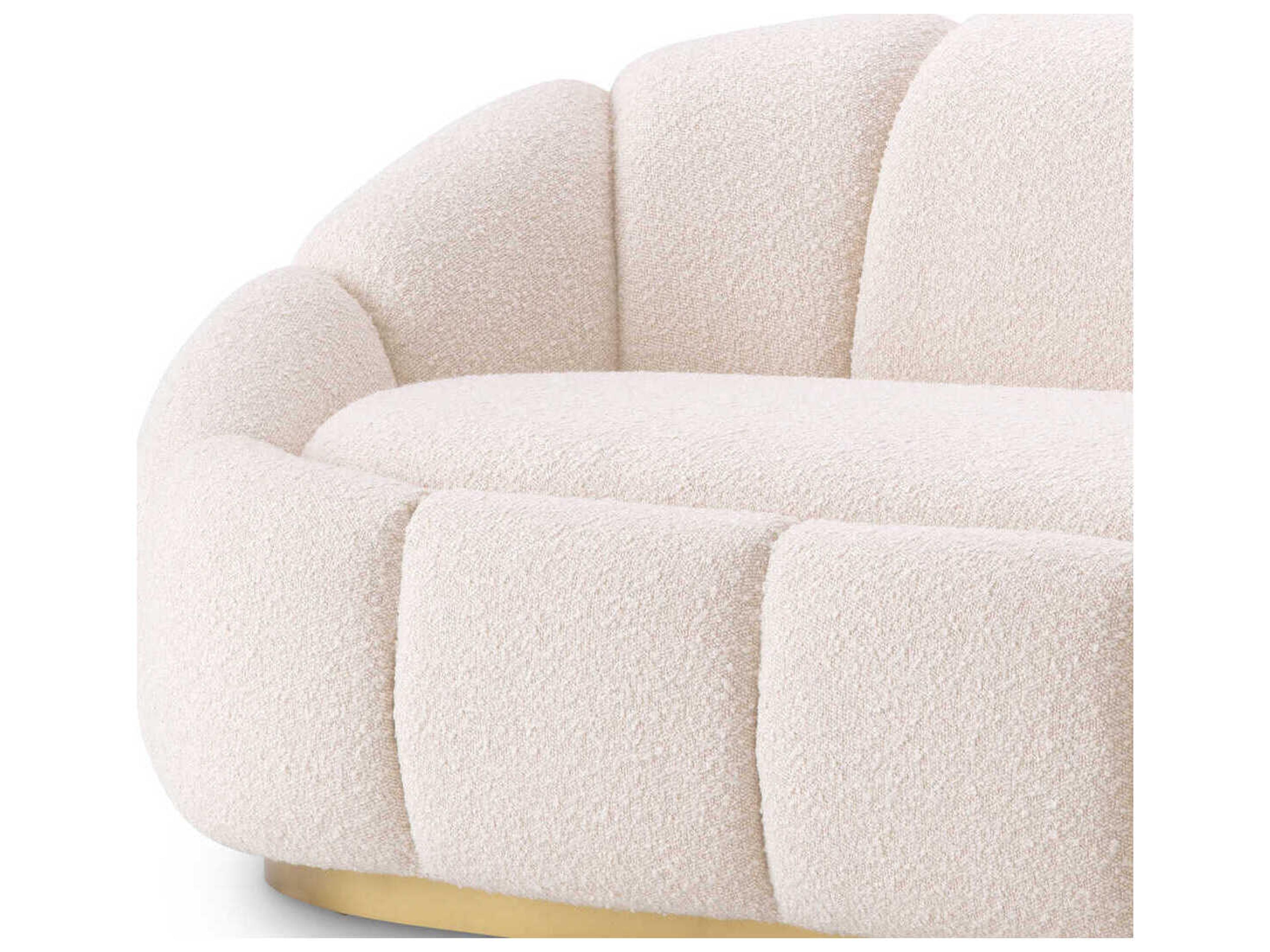 Eichholtz Inger Boucle Cream Brushed Brass Base Upholstered Sofa