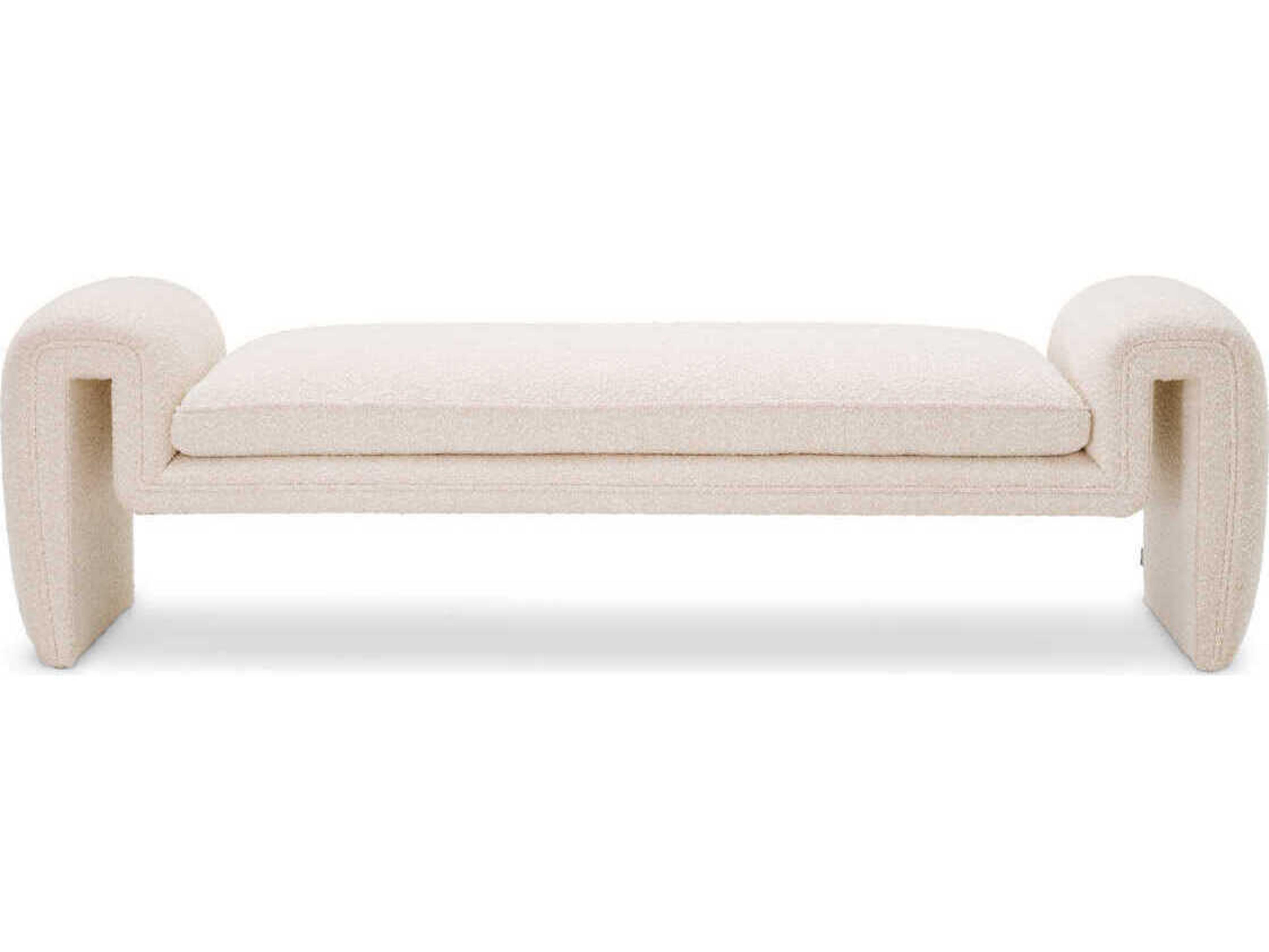 Eichholtz Tondo Boucle Cream Upholstered Accent Bench