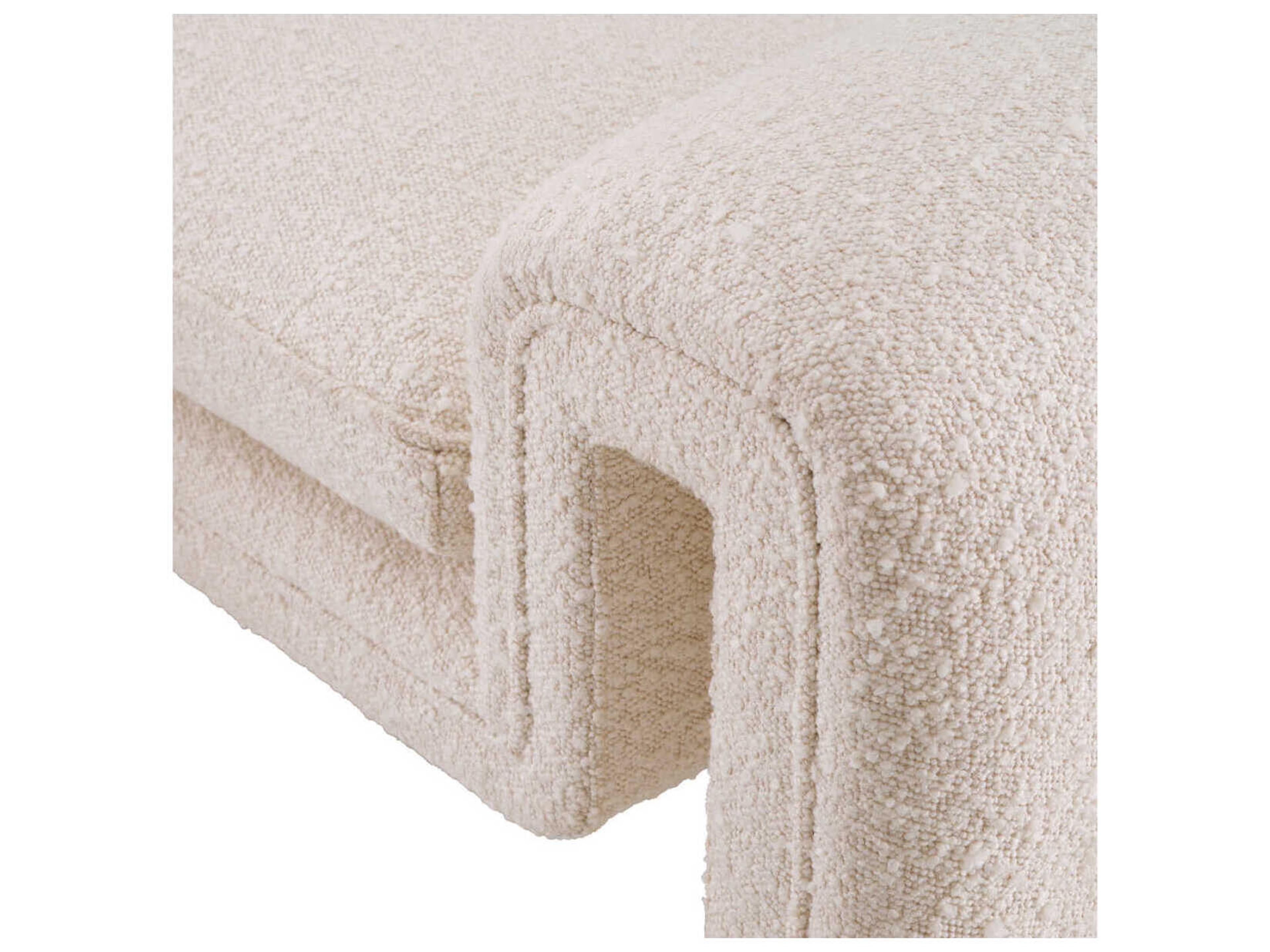 Eichholtz Tondo Boucle Cream Upholstered Accent Bench