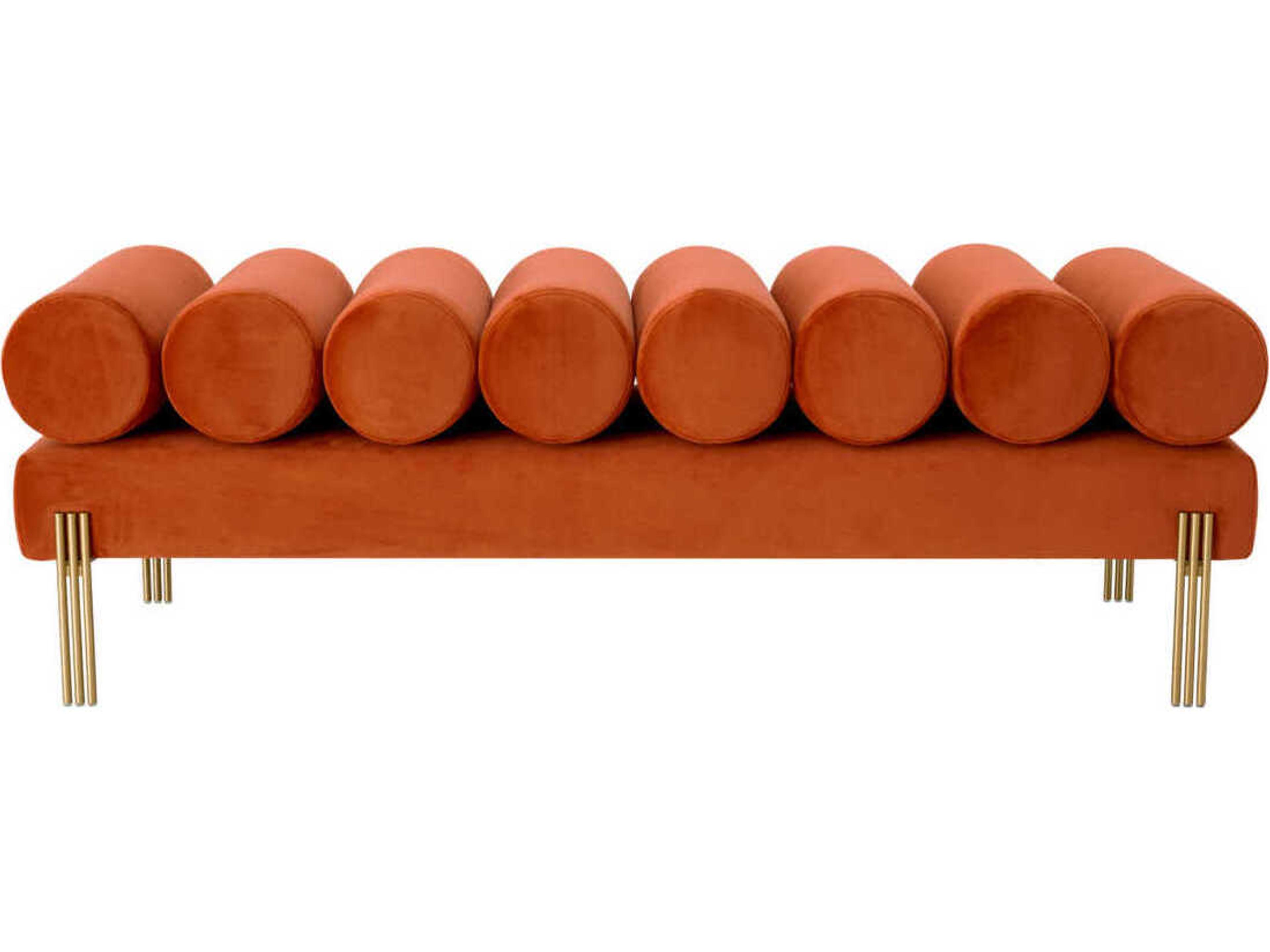 Eichholtz Oxley Orange Velvet Upholstered Accent Bench