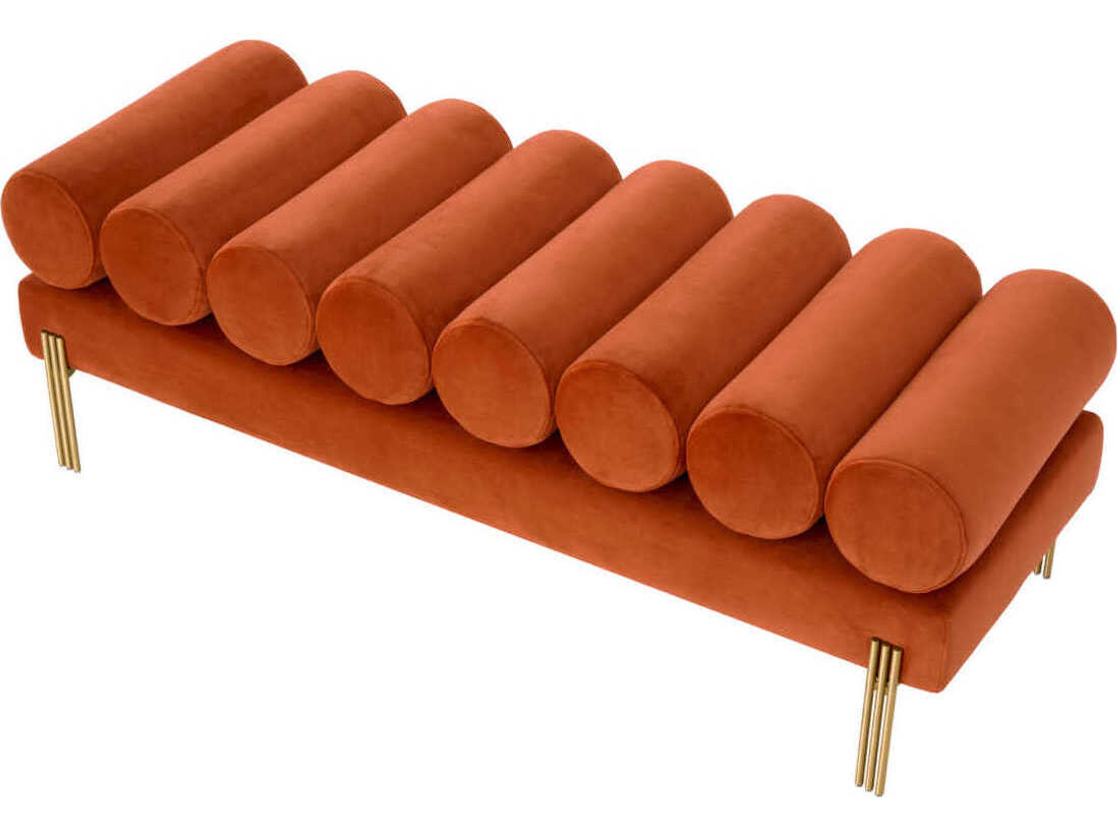 Eichholtz Oxley Orange Velvet Upholstered Accent Bench