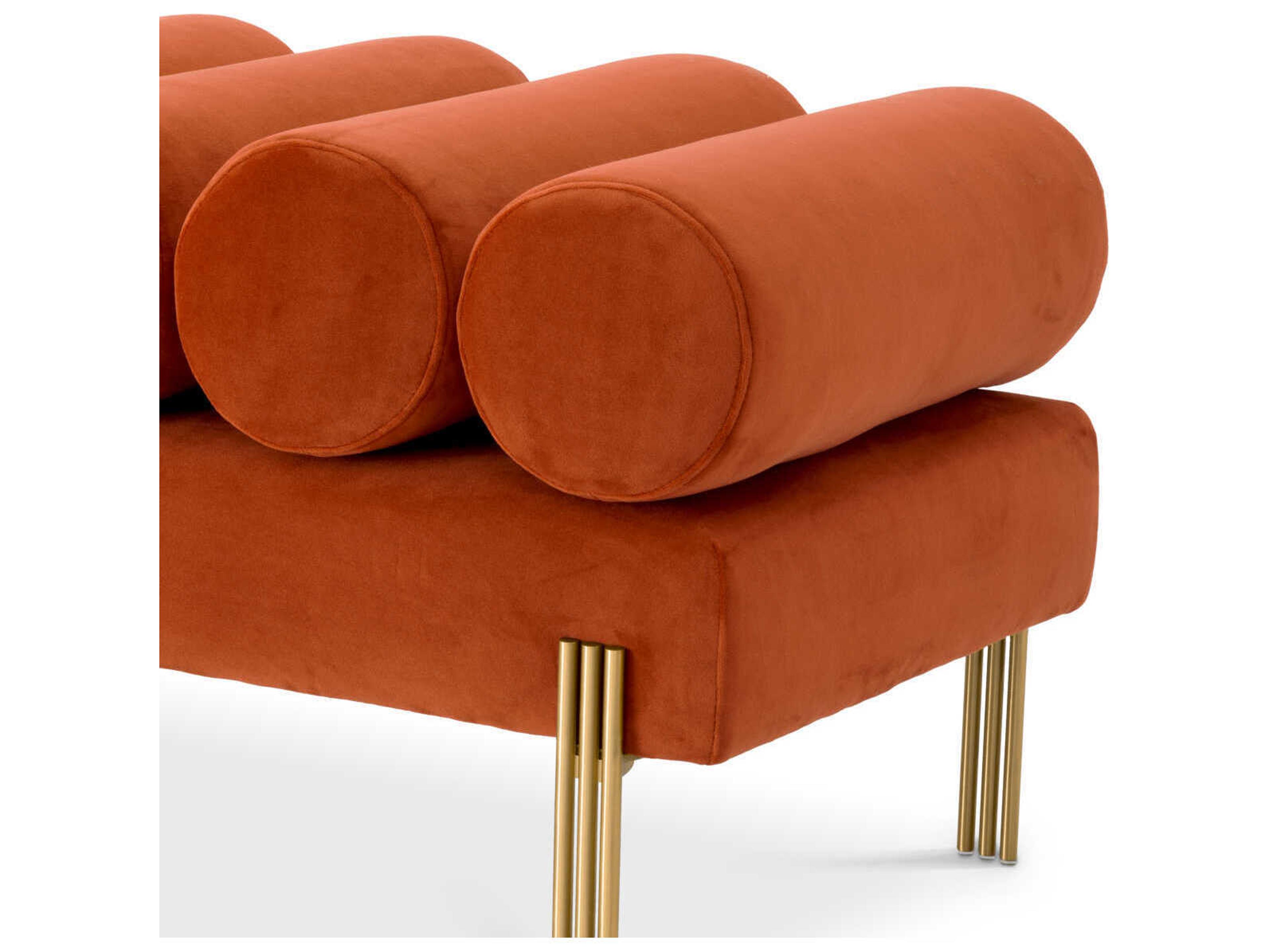 Eichholtz Oxley Orange Velvet Upholstered Accent Bench