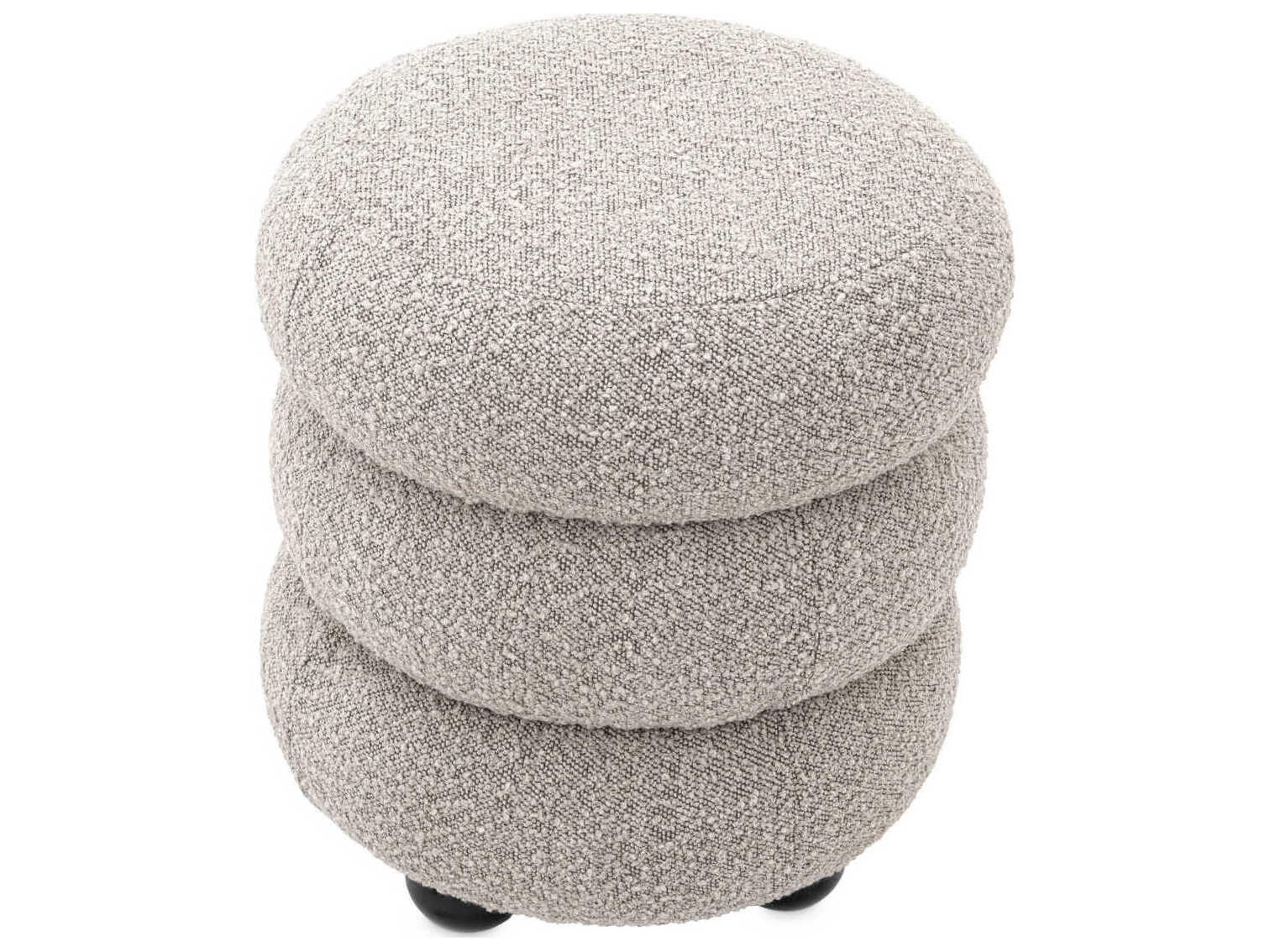Eichholtz Tulum Boucle Grey Black Feet Upholstered Accent Stool