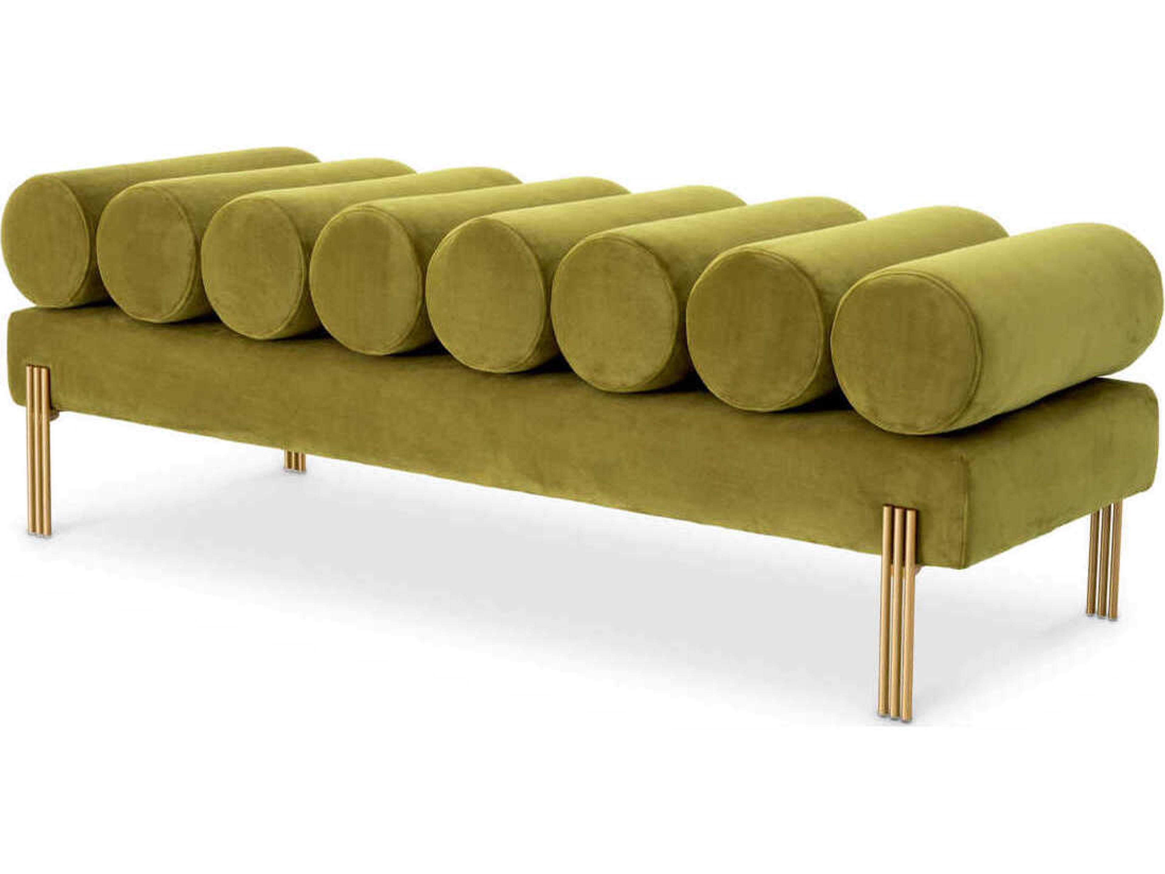 Oxley Bench in Vintage Green Velvet and Brass