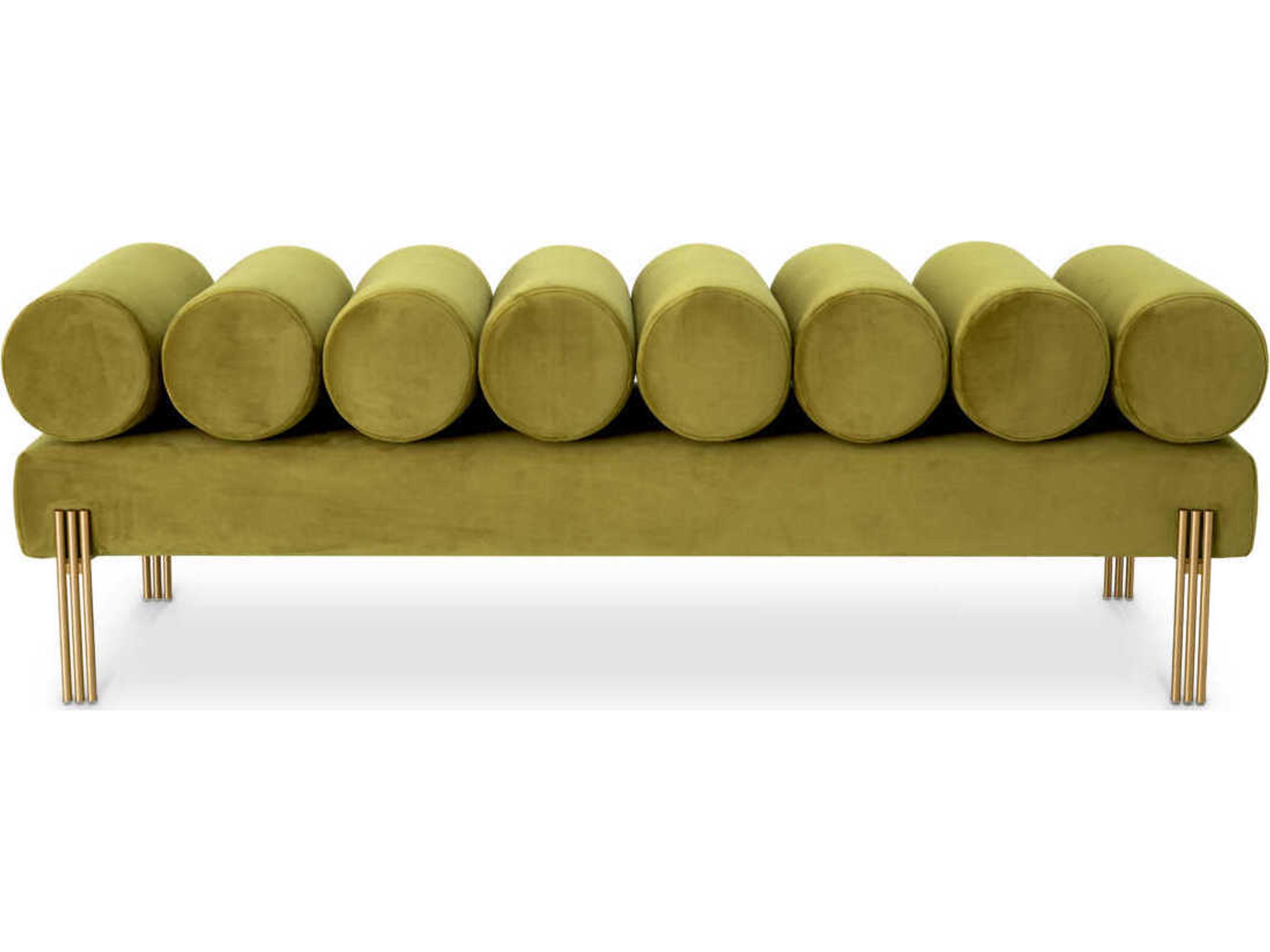 Eichholtz Oxley Green Velvet Upholstered Accent Bench