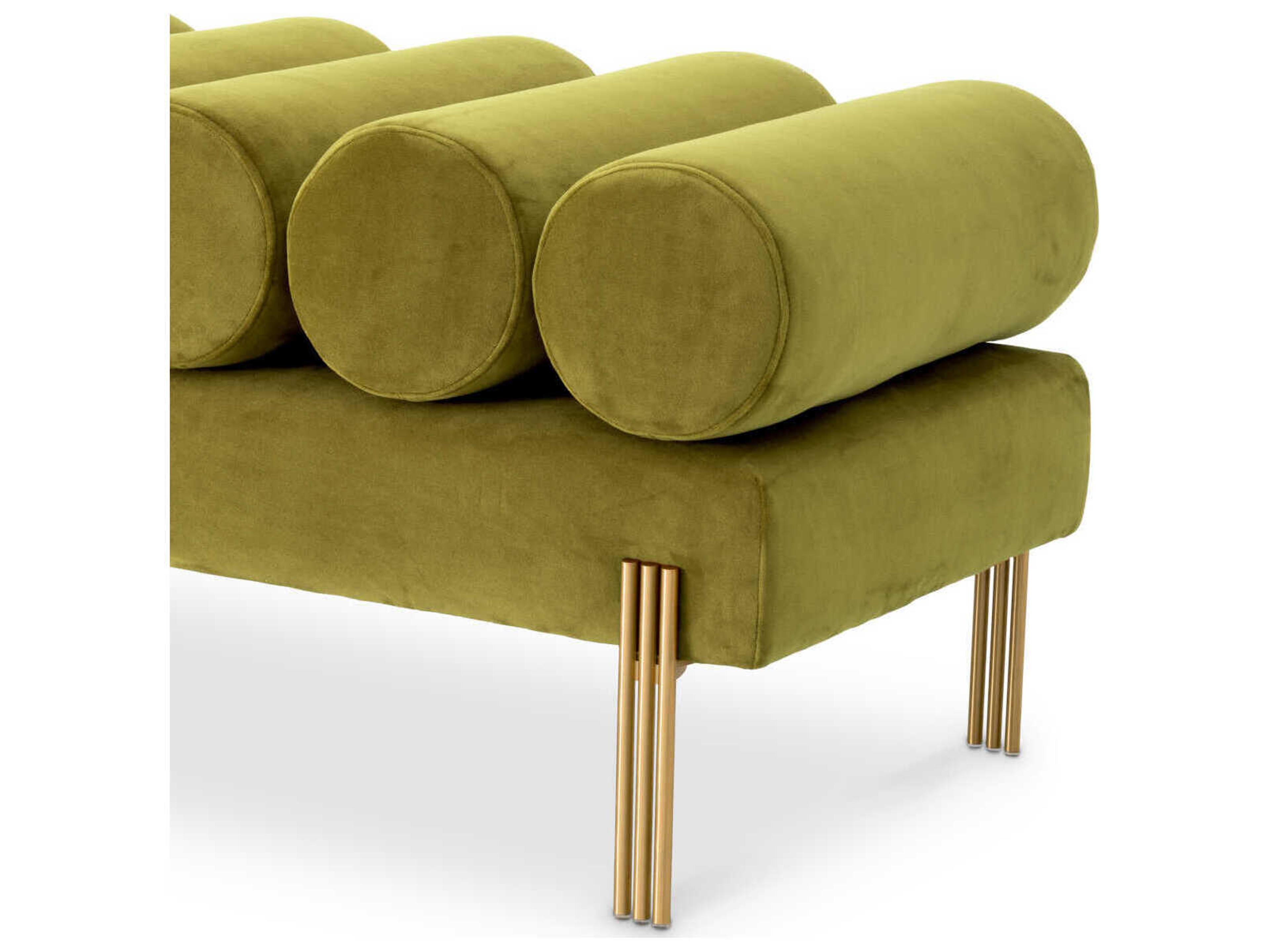 Eichholtz Oxley Green Velvet Upholstered Accent Bench