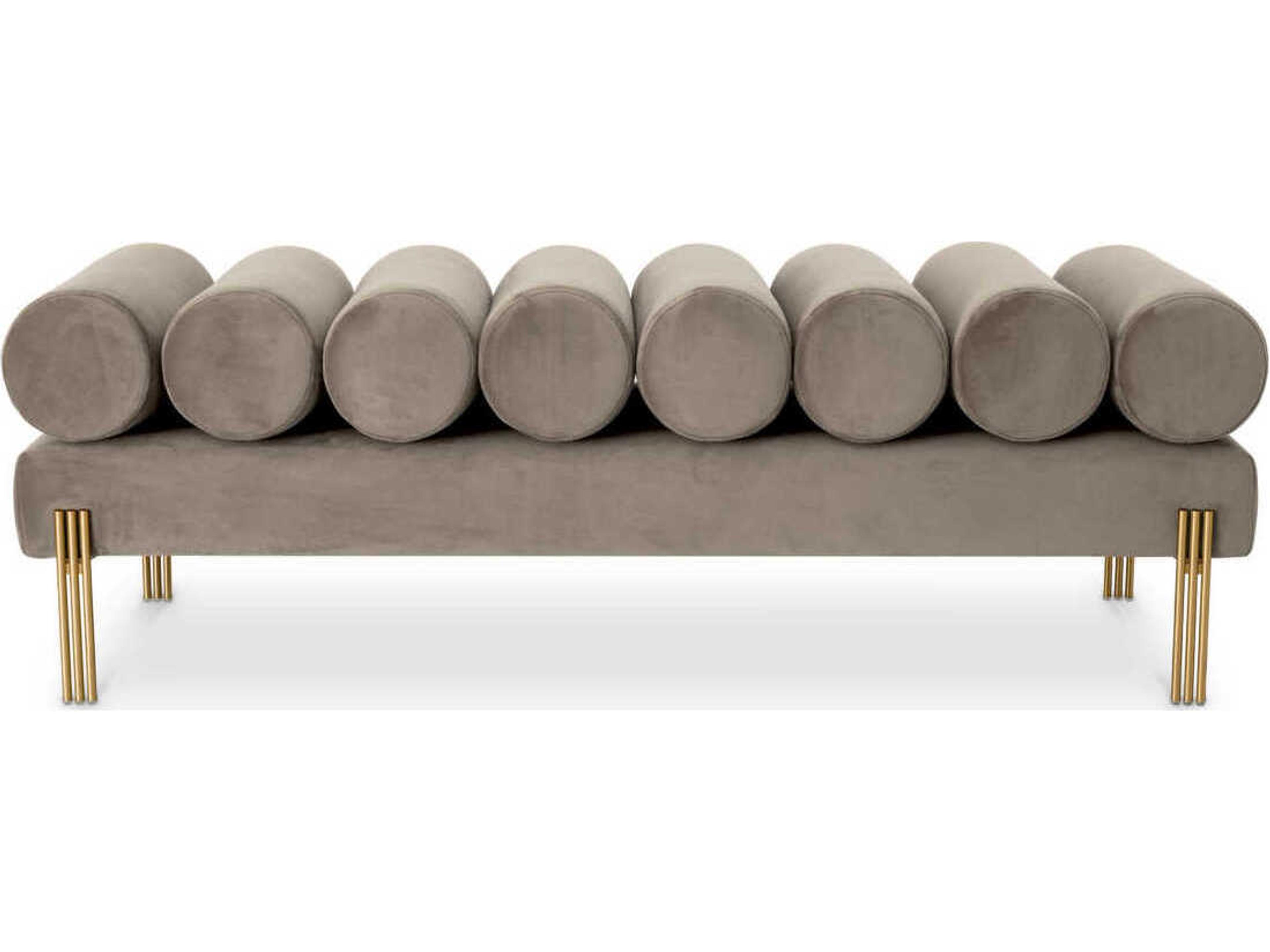 Eichholtz Oxley Gray Velvet Upholstered Accent Bench