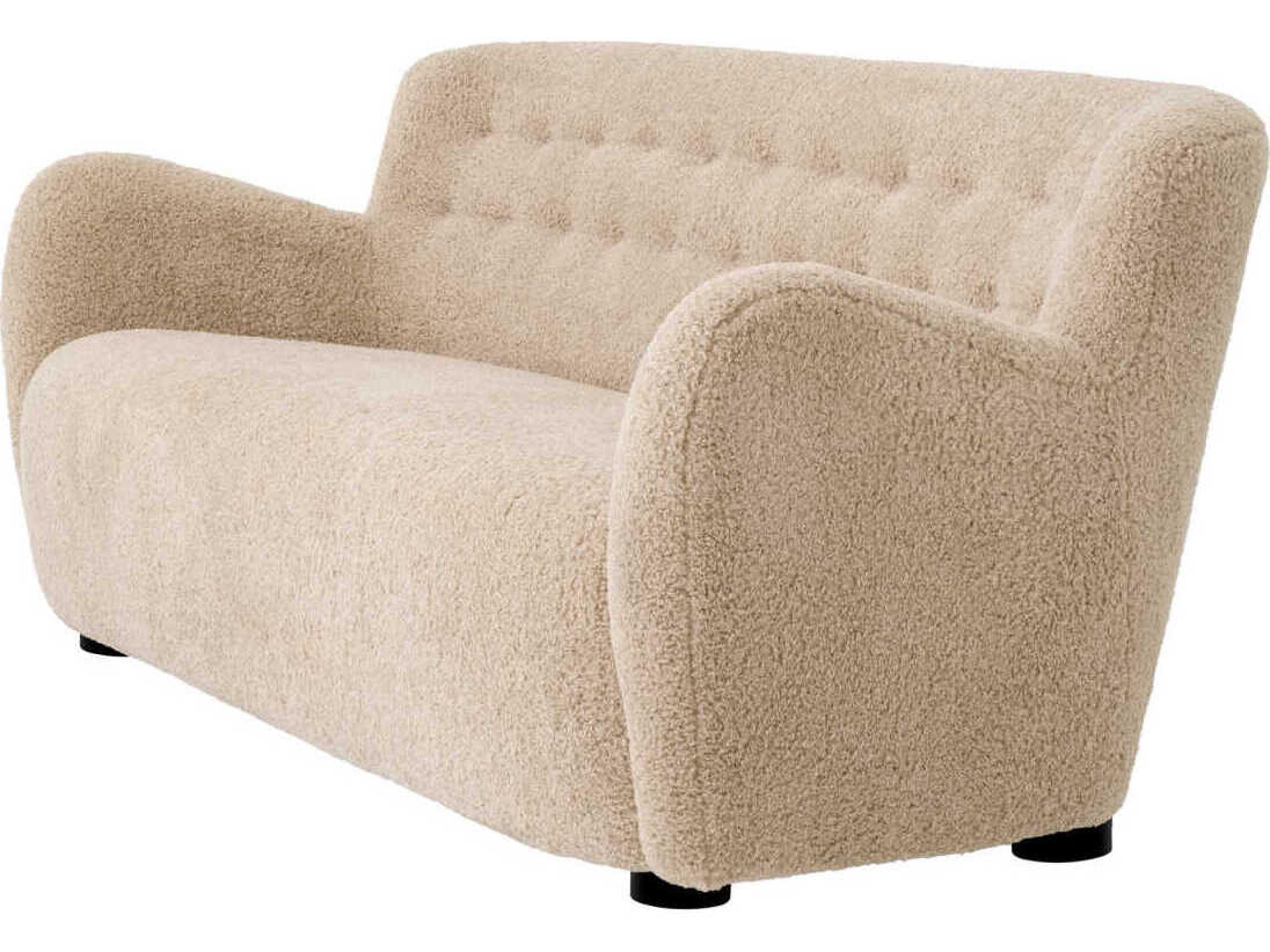 Eichholtz Bixby Canberra Sand Black Feet Beige Upholstered Sofa