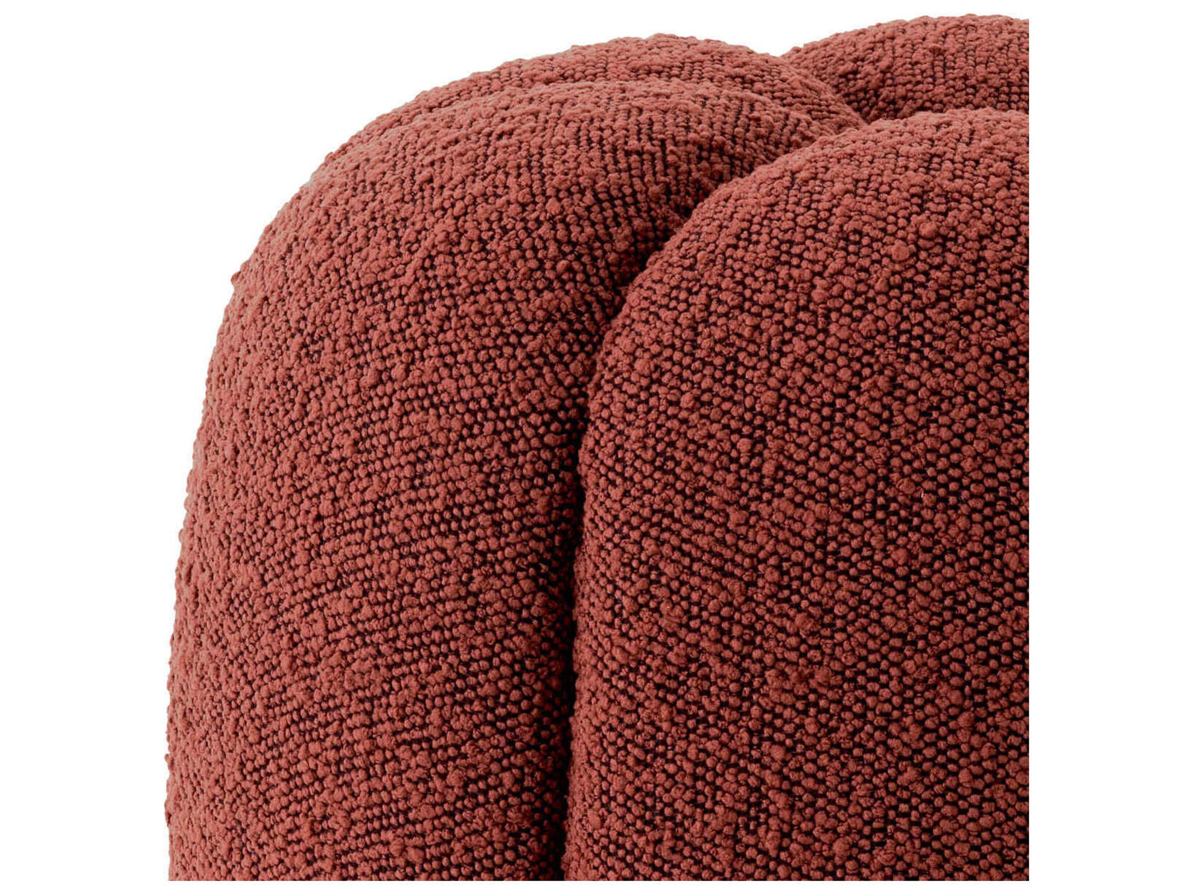 Eichholtz Orchanic Boucle Rouge Brushed Brass Base Red Upholstered Accent Stool