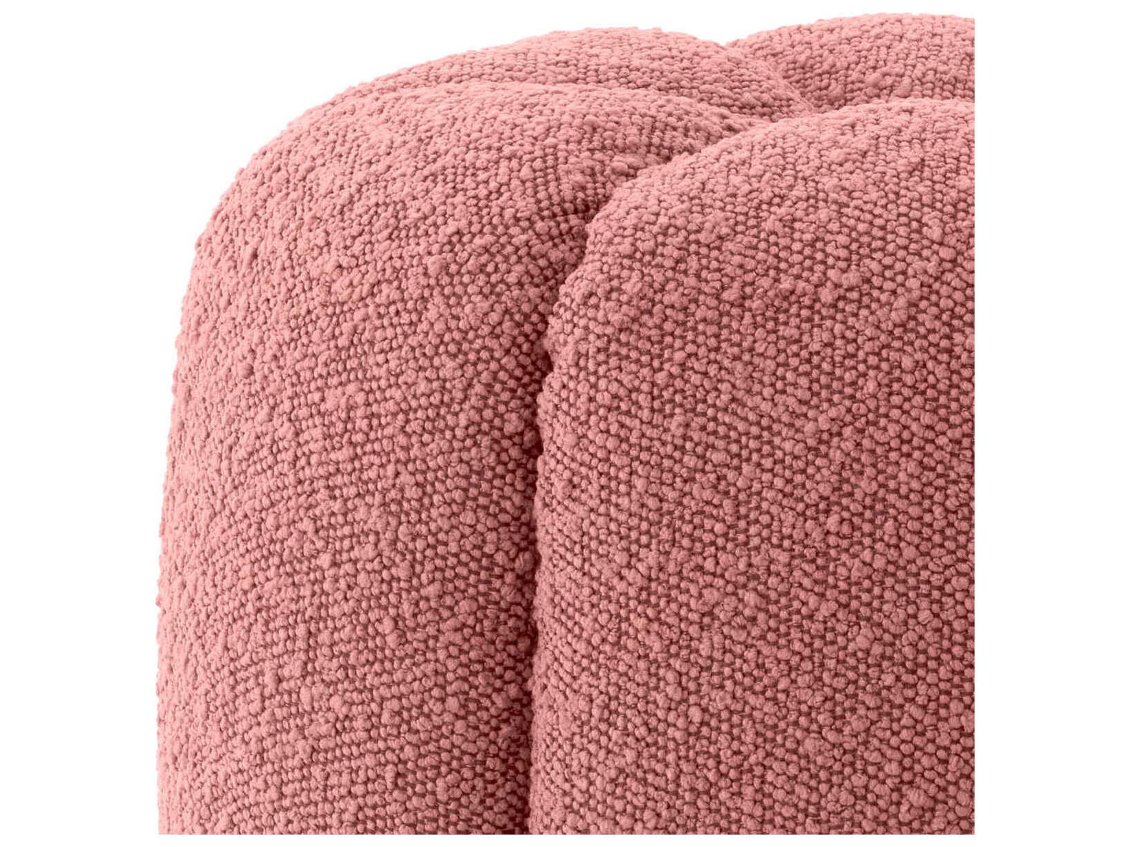 Eichholtz Orchanic Boucle Rose Brushed Brass Base Pink Upholstered Accent Stool